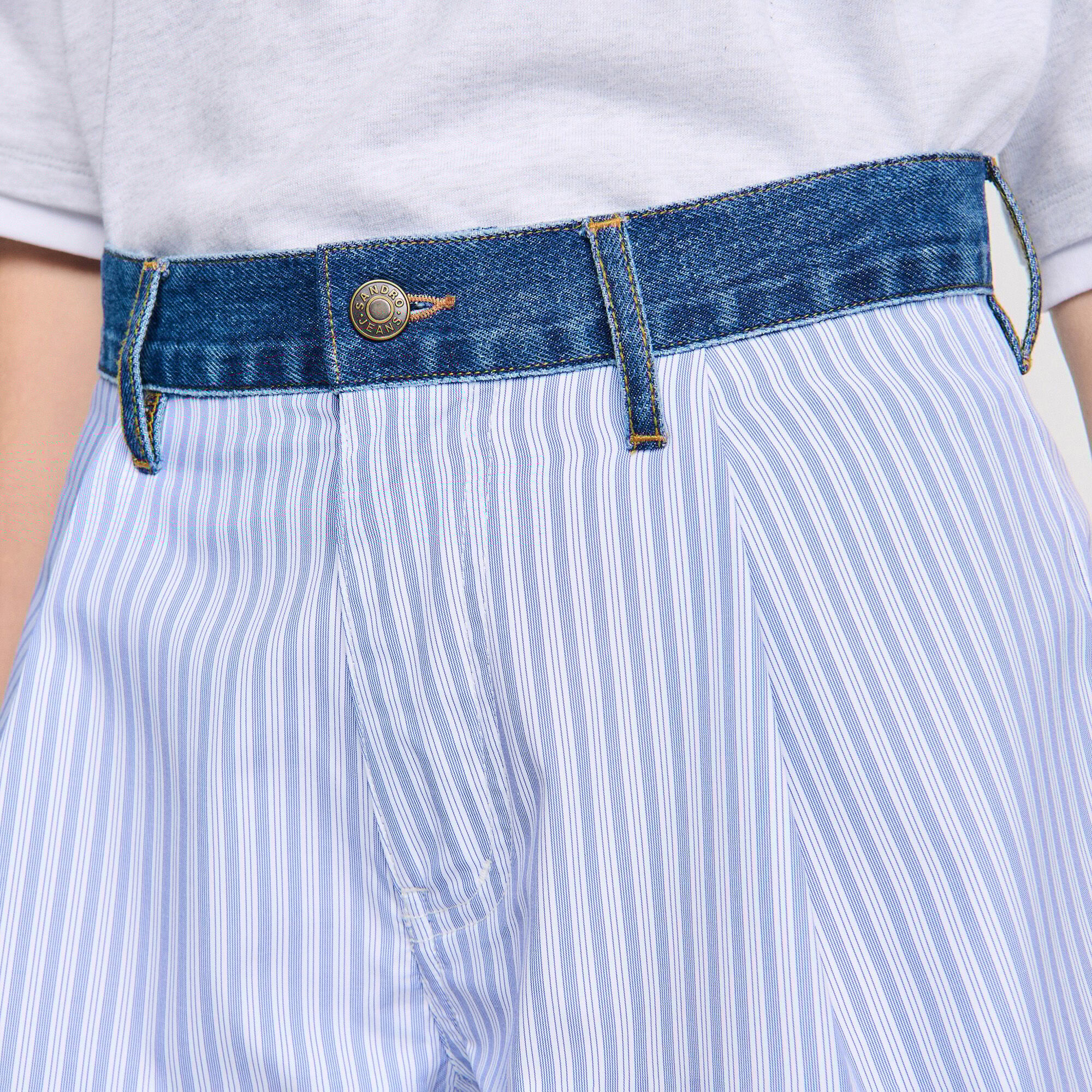 Striped shorts with denim details