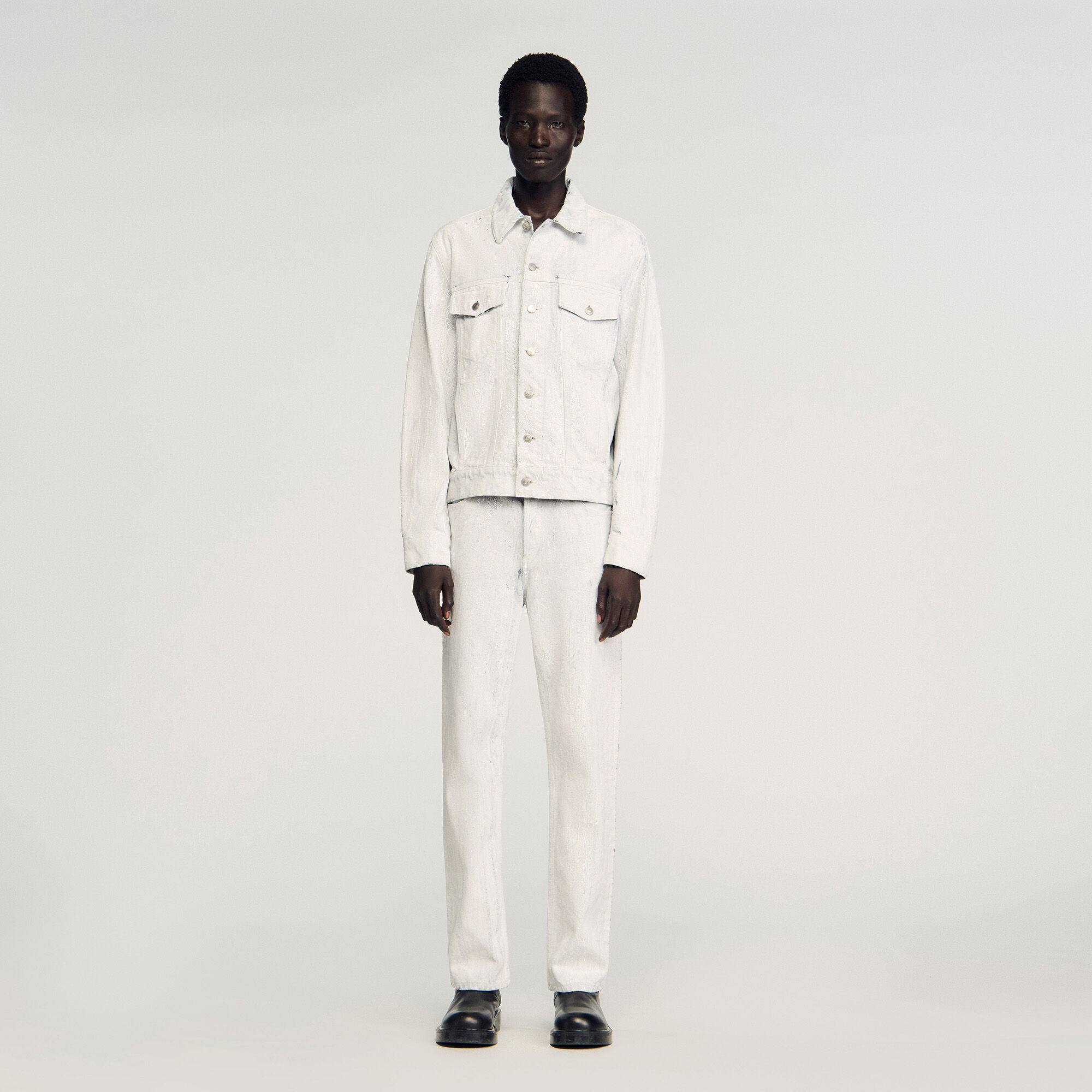 Cracked coated denim jacket