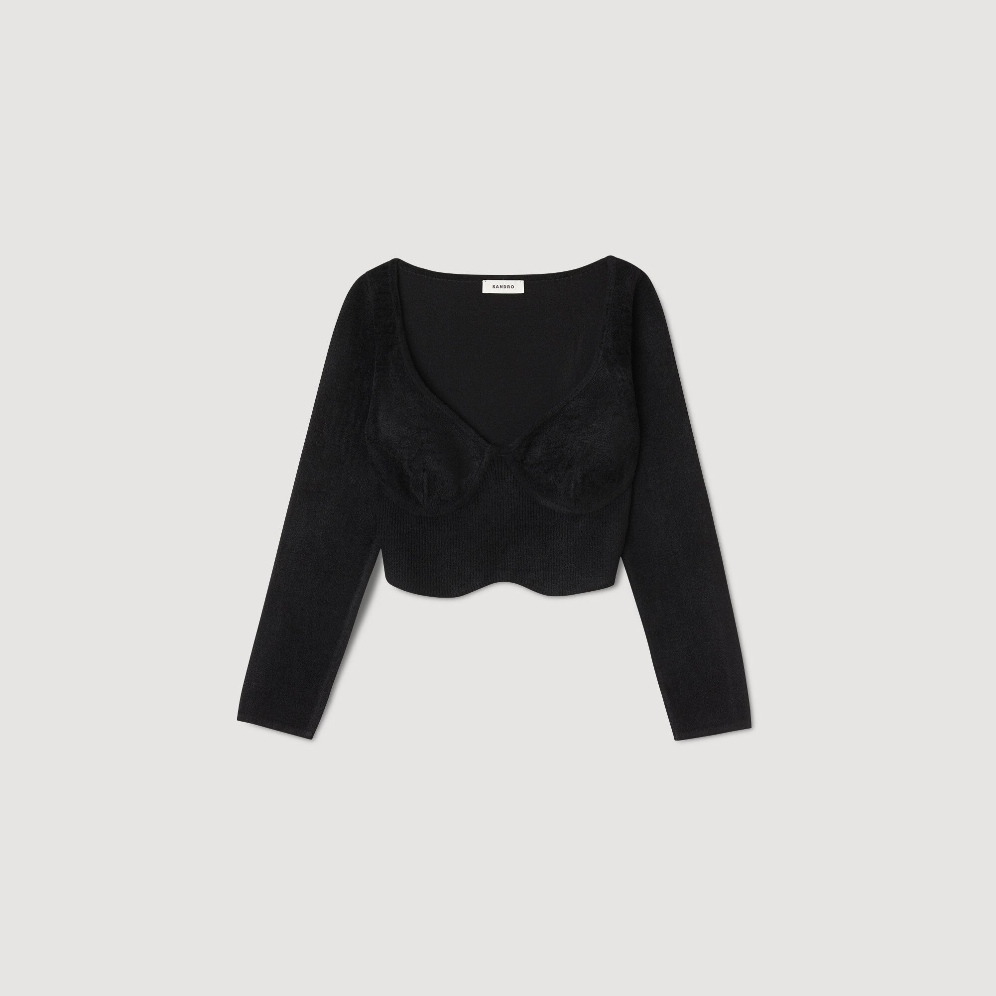 Short velvet knit jumper