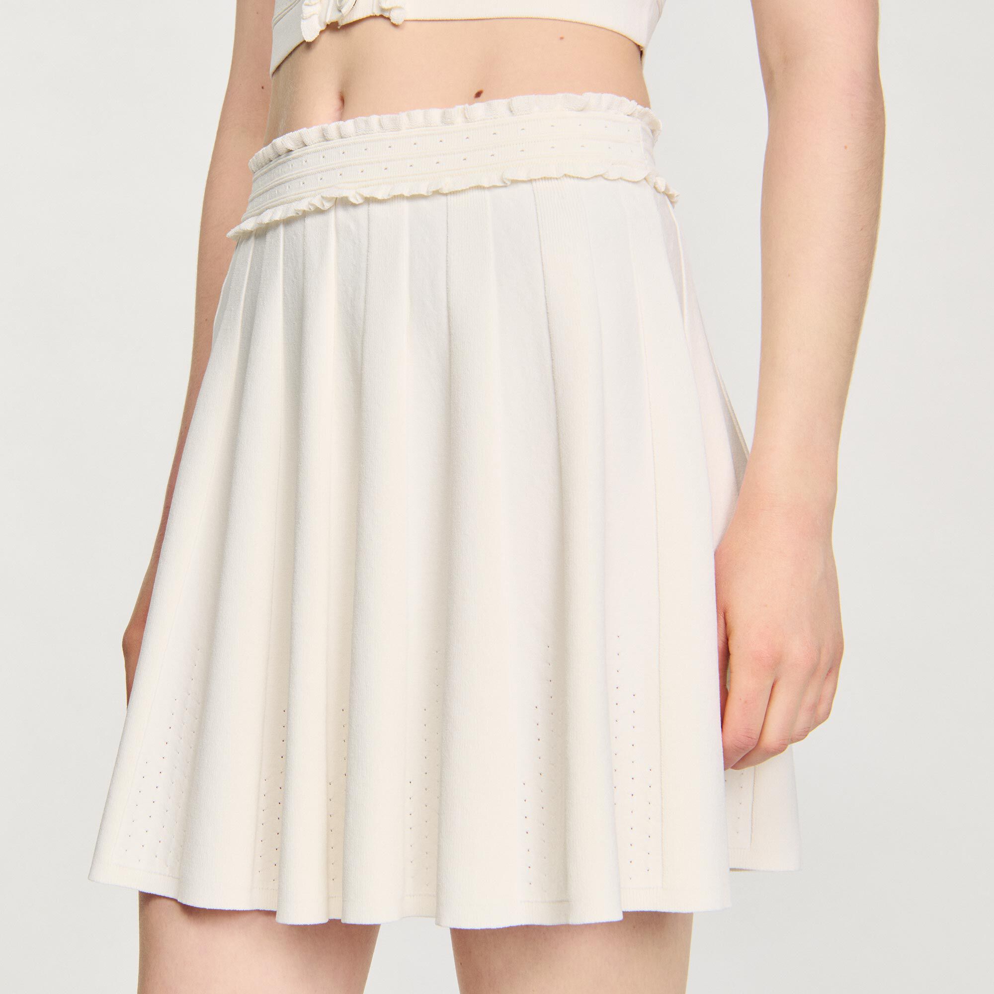 Pointelle knit skirt white / beige For Women | Sandro Paris