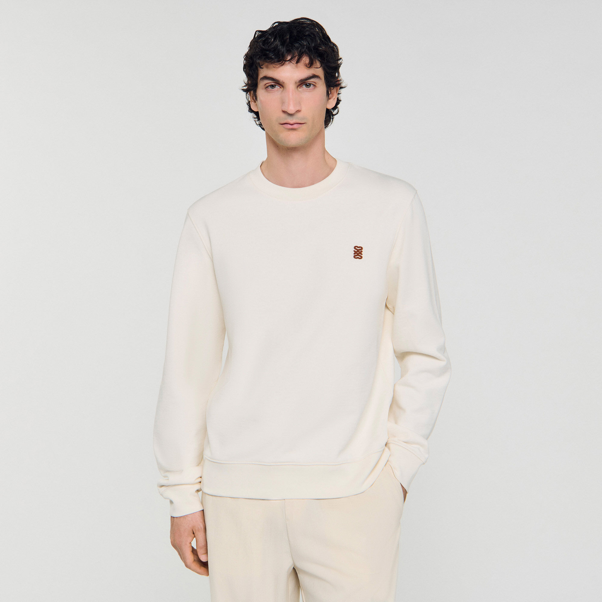 Oversized sweatshirt with leather patch