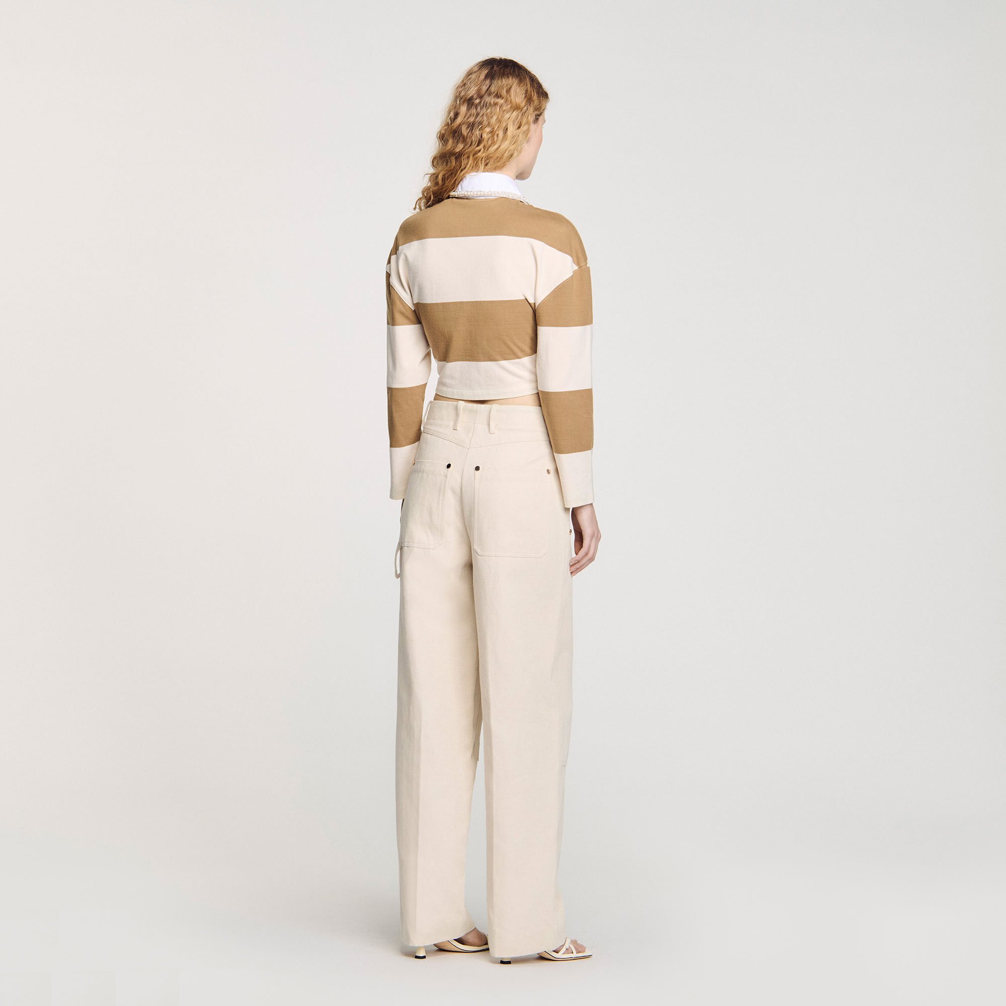 Striped polo-neck T-shirt