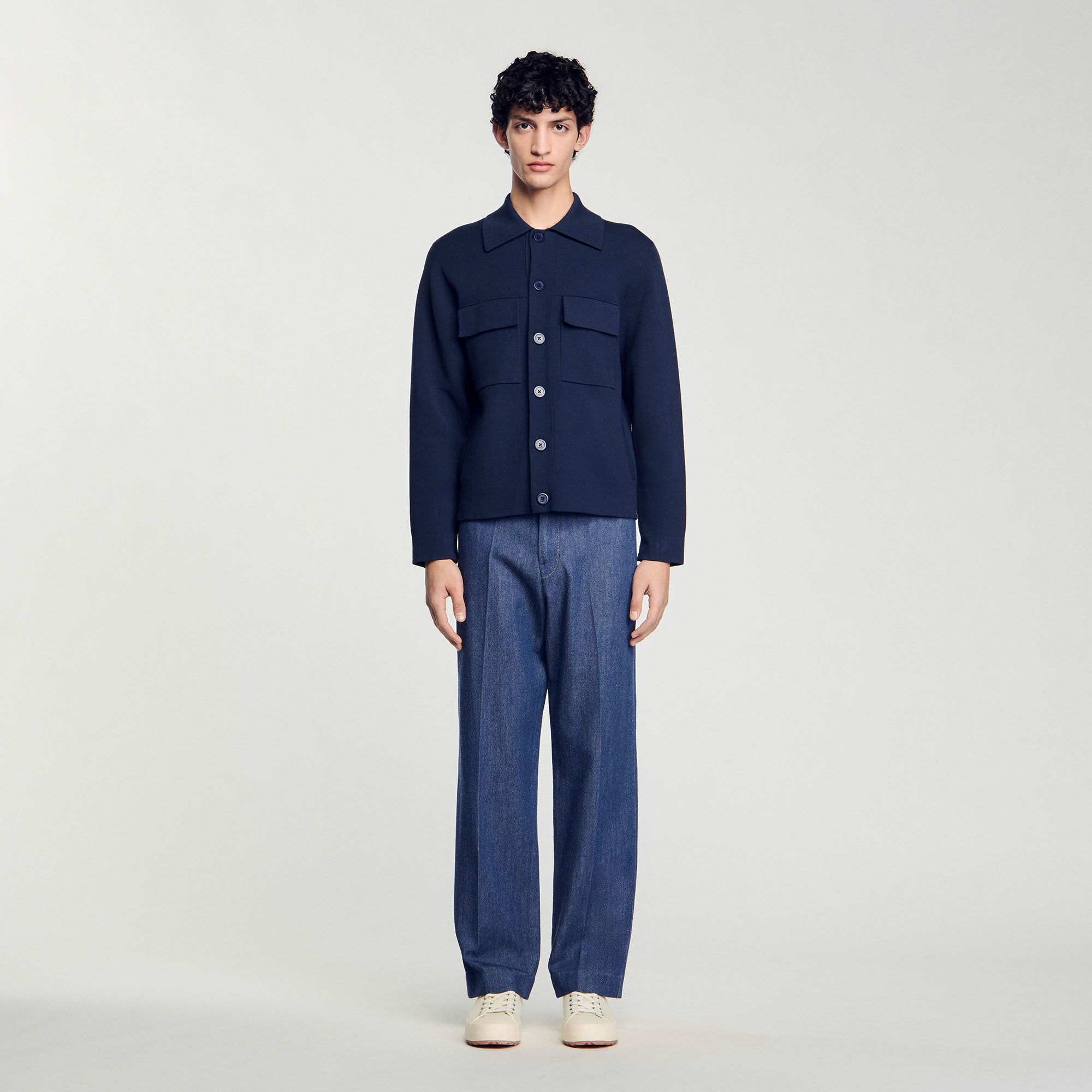 sandro paris  ウールニット　ジャケット Knitted jacket black / gray for Men | Sandro Paris