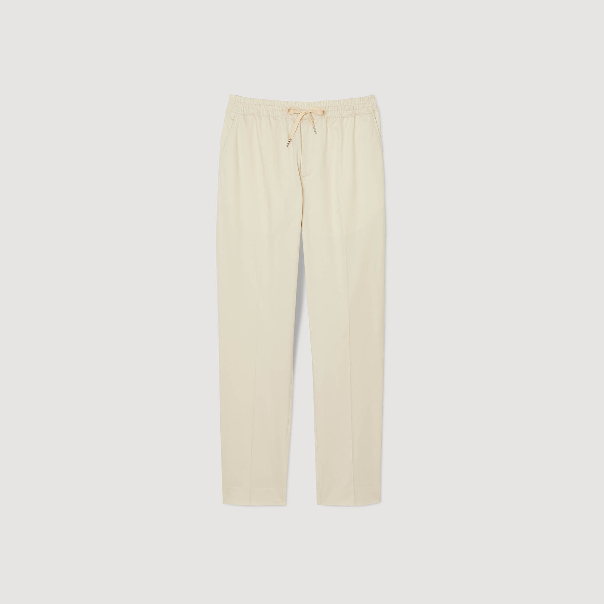 Elasticated straight-leg trousers