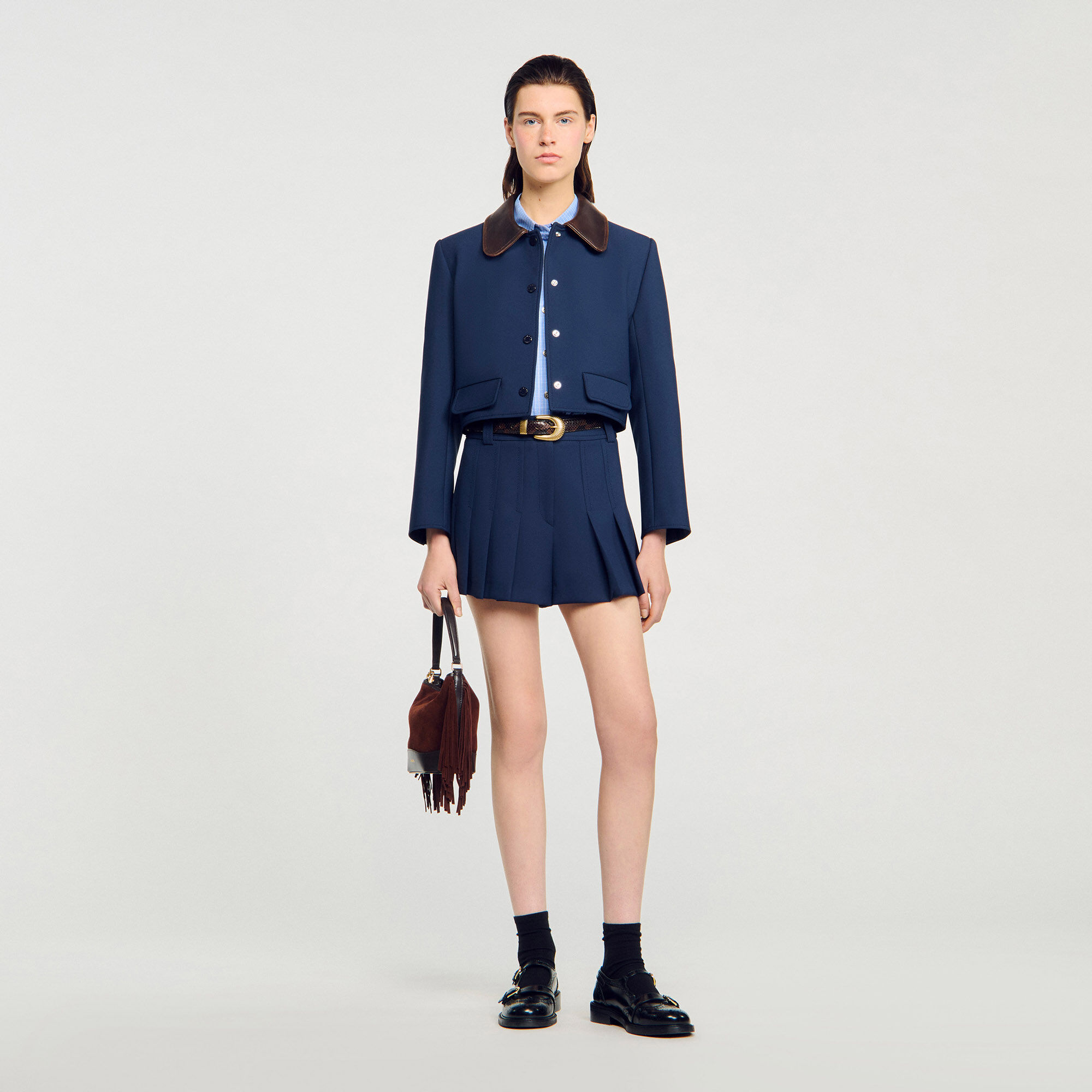 関税・送料込み!【国内発送】SANDRO Check Cropped ジャケット 関税込み＊SANDRO＊クロップドメタリックツイードジャケット