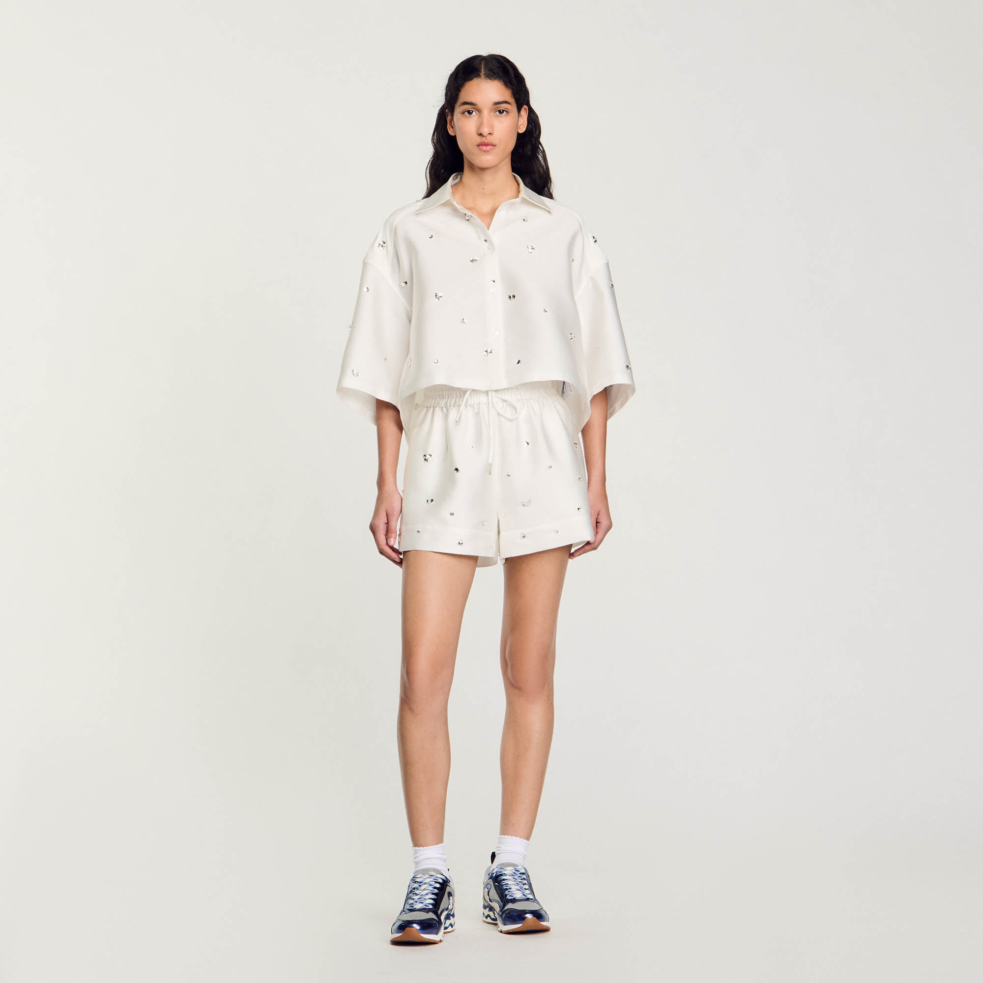 White wide leg shorts new arrivals