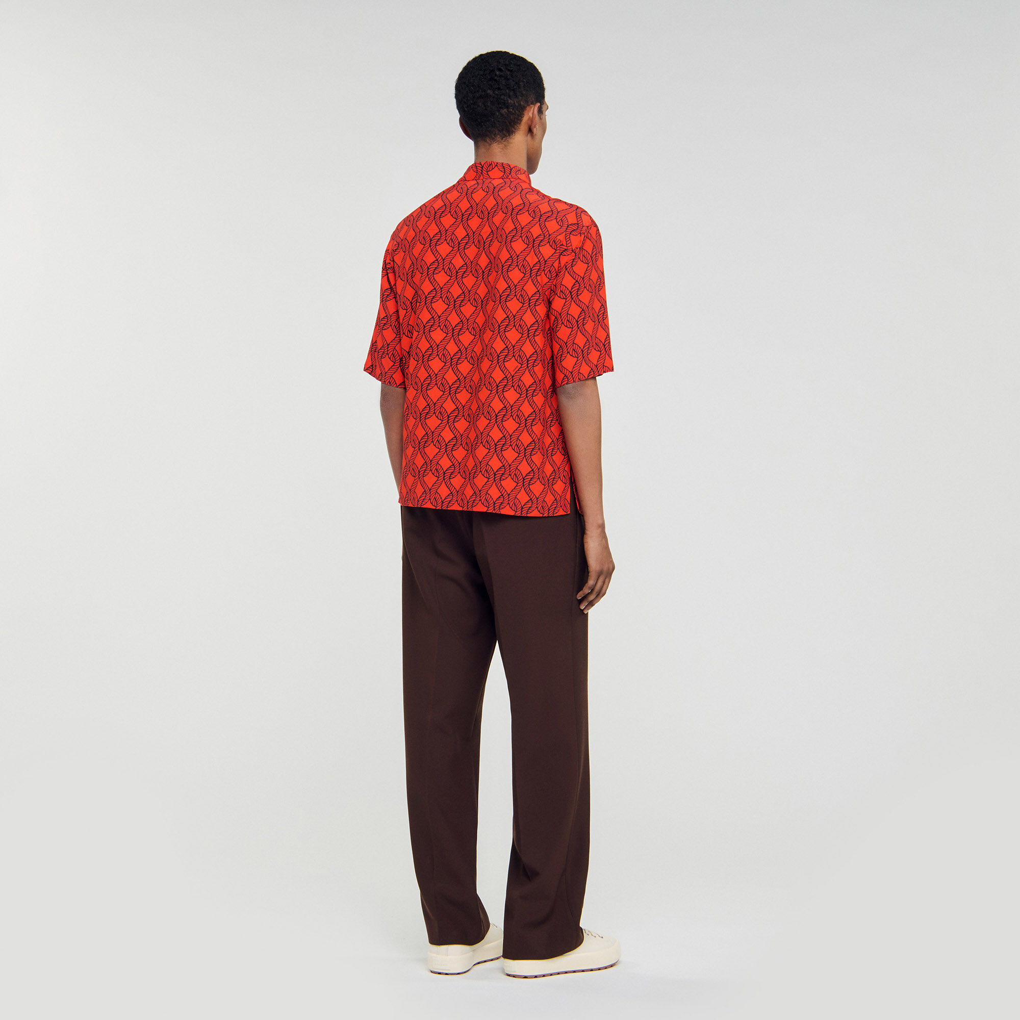 Loose-fit rope print shirt red for Men | Sandro Paris