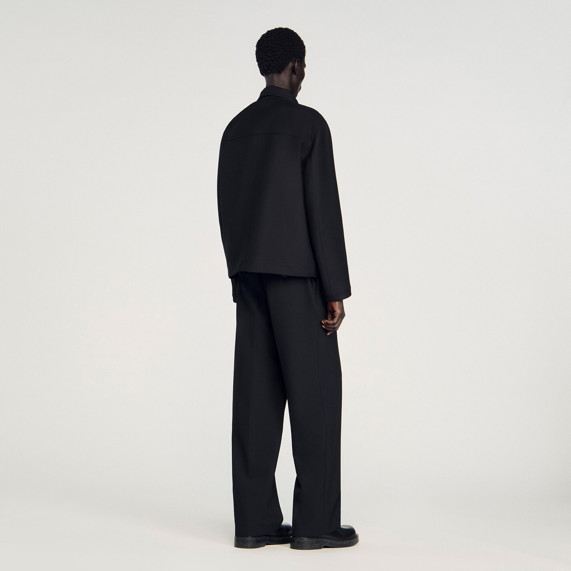 Zip-up jacket black / gray for Men | Sandro Paris