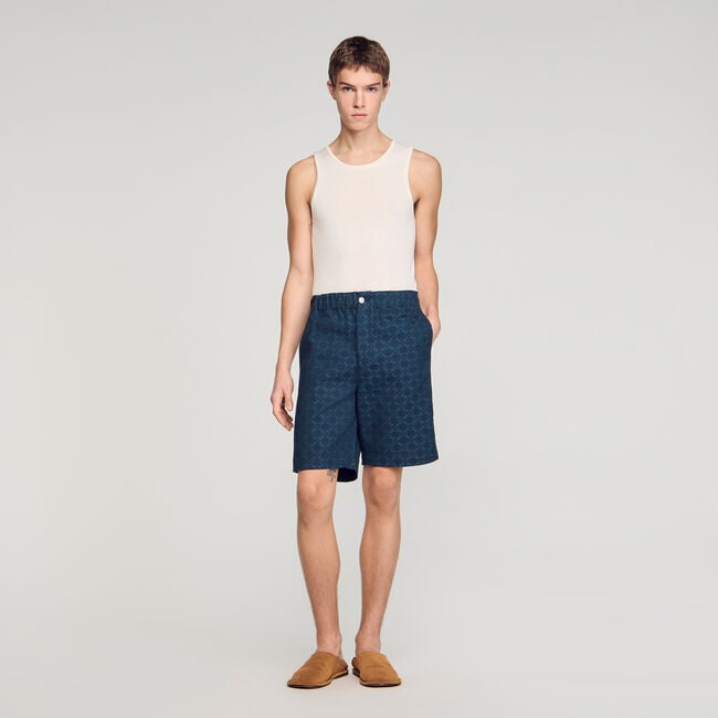 Square Cross denim shorts