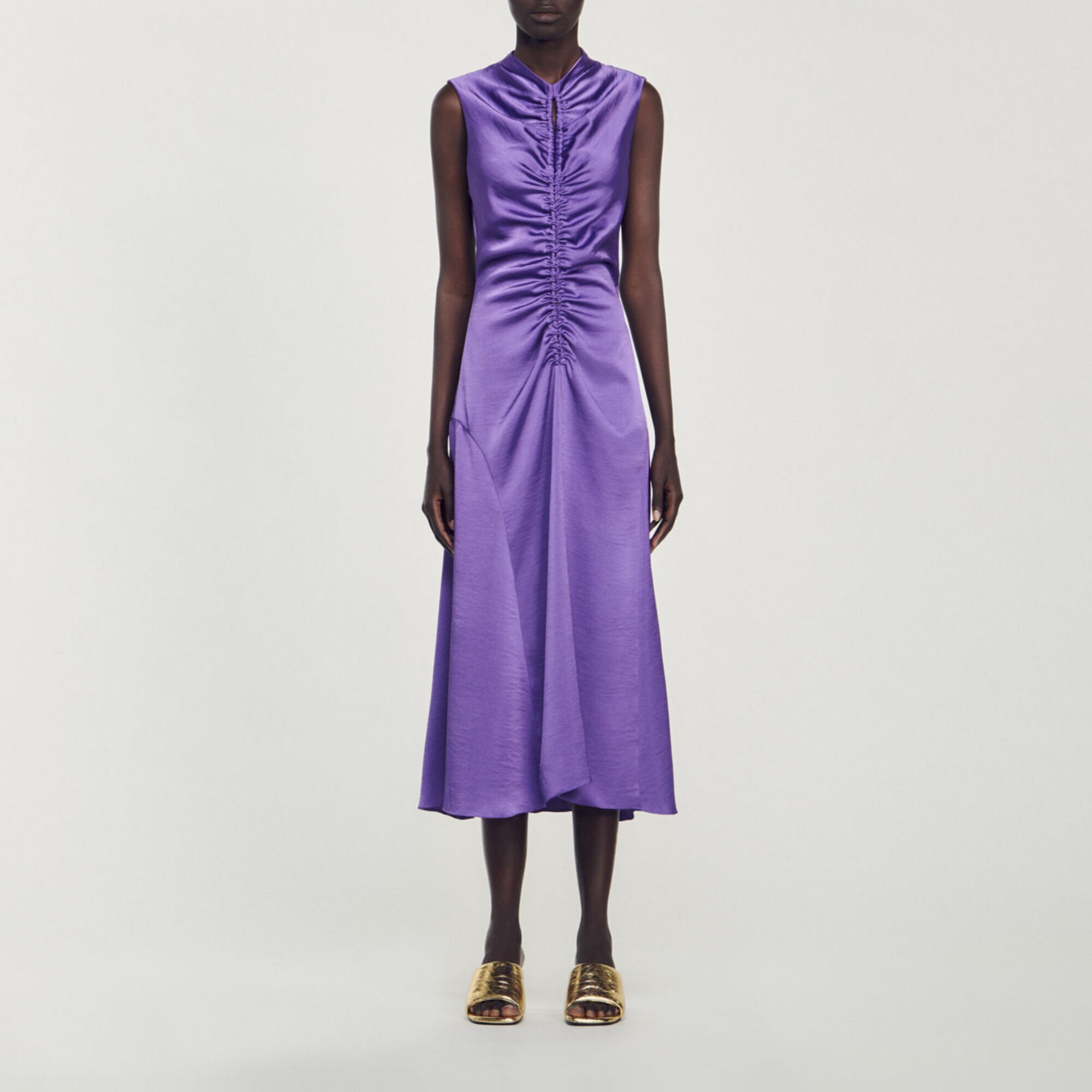 Satin-finish midi dress