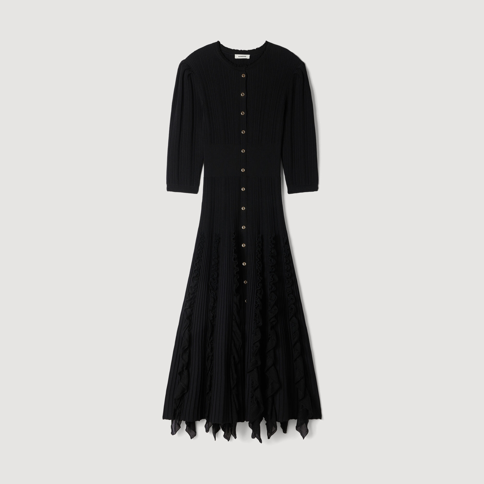 silver long sleeve formal dress North Star | Silver Sequin Long-Sleeve Midi Dress With Feather Cuffs