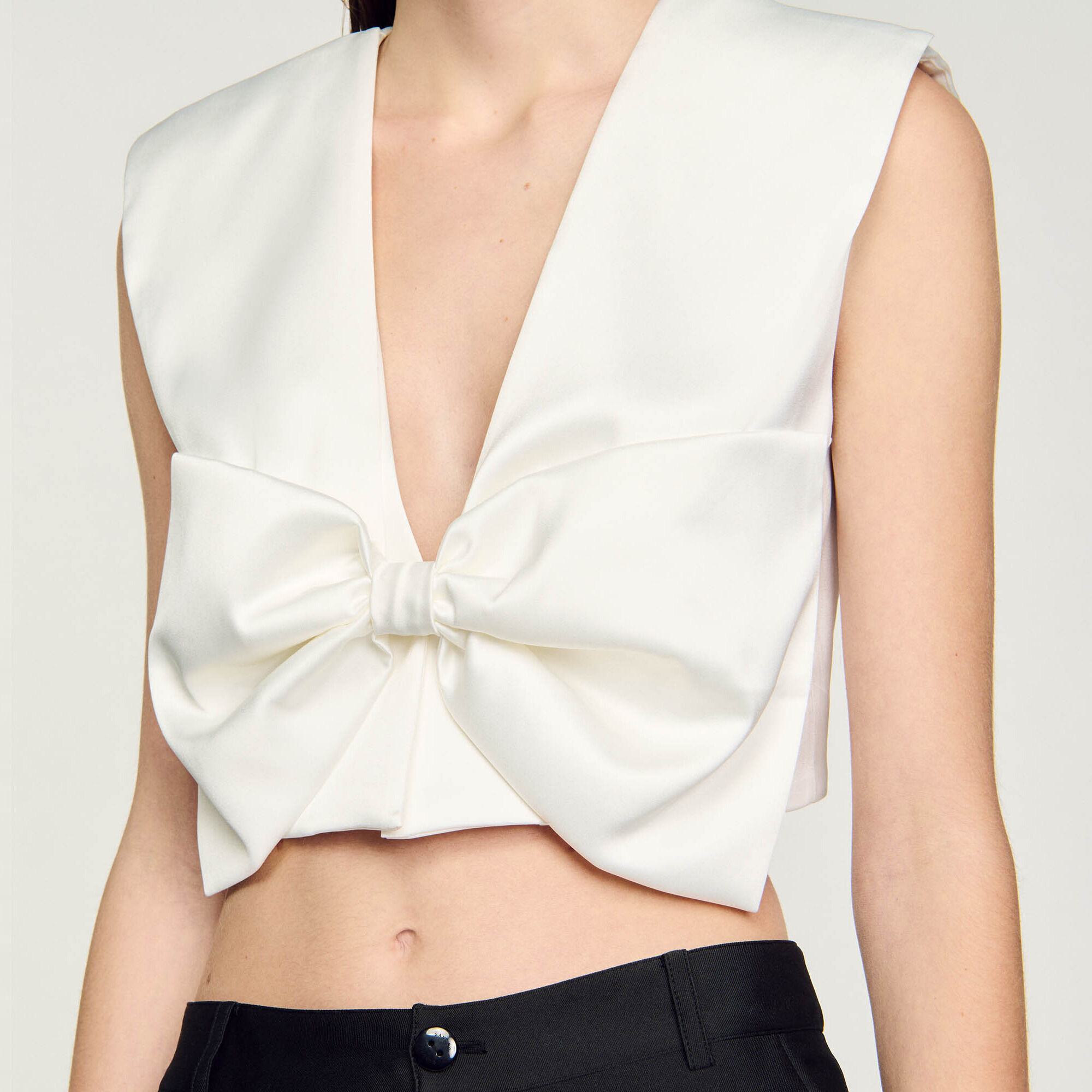 Satin-effect crop top