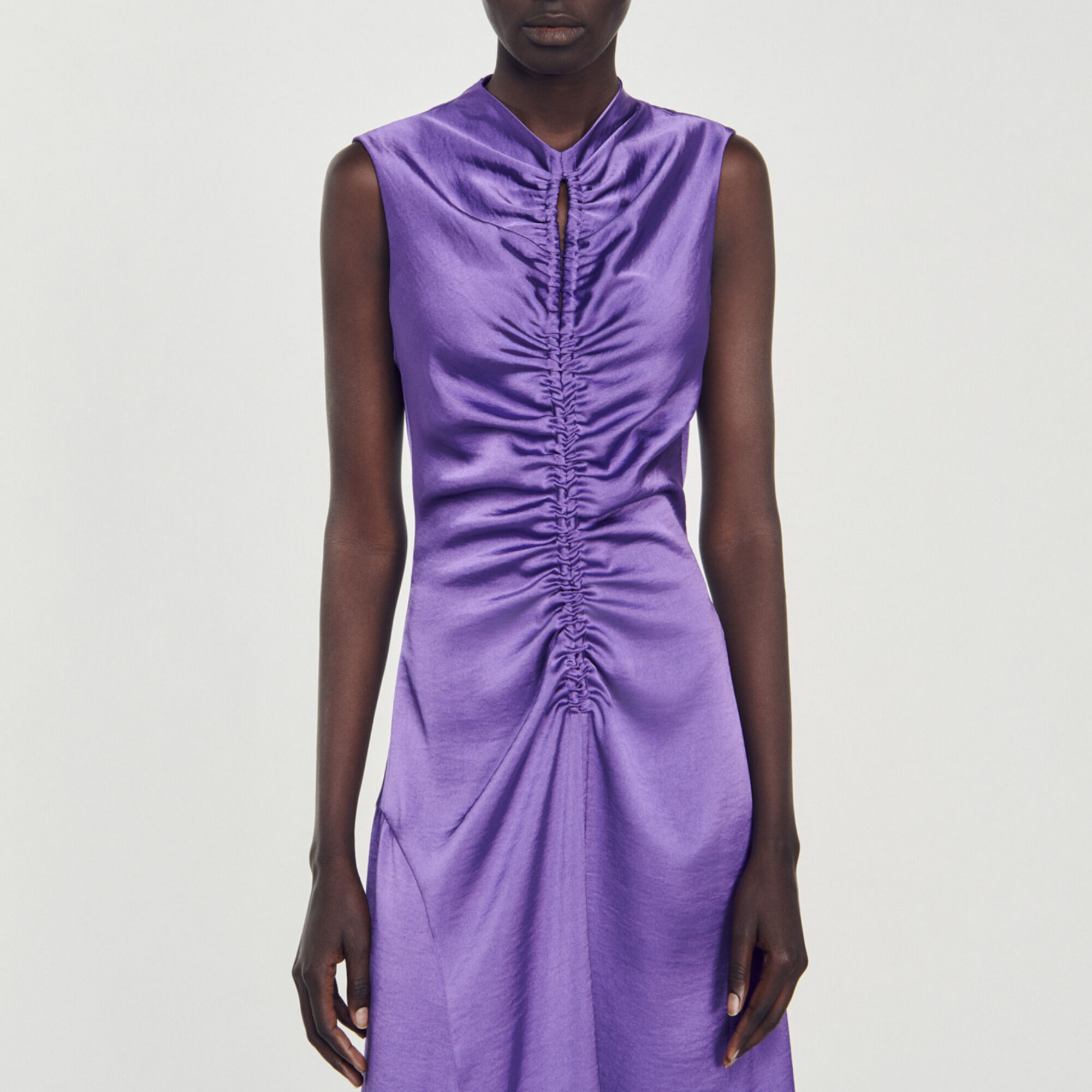 Satin-finish midi dress