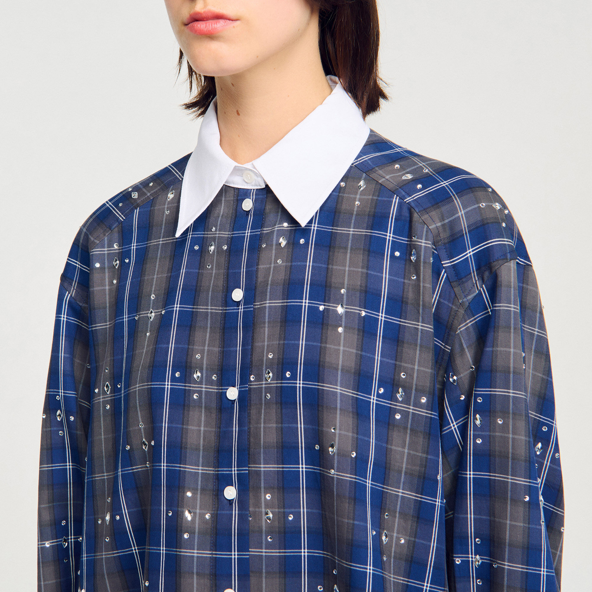 Rhinestone check shirt