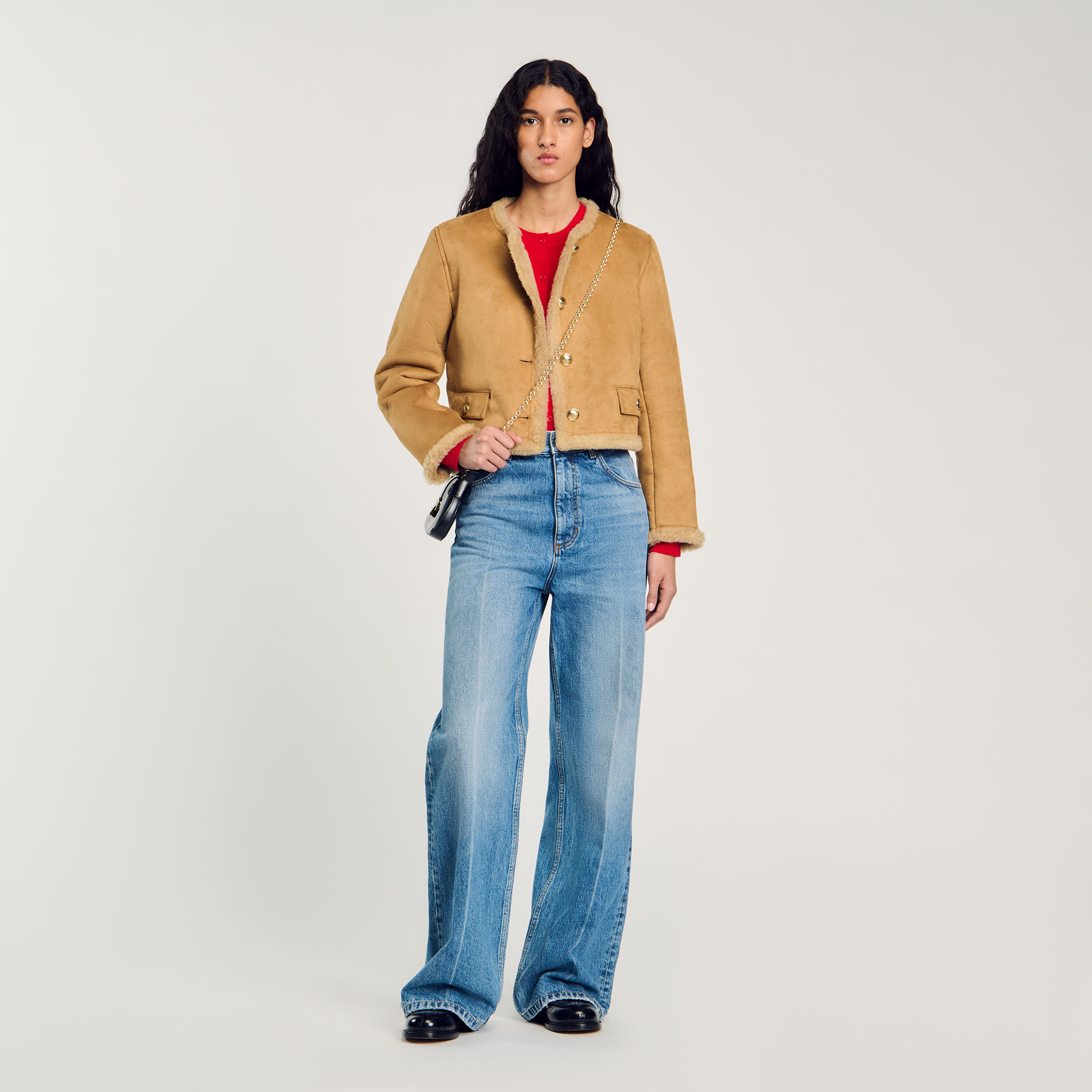 Sandro faux fur hooded jacket on sale