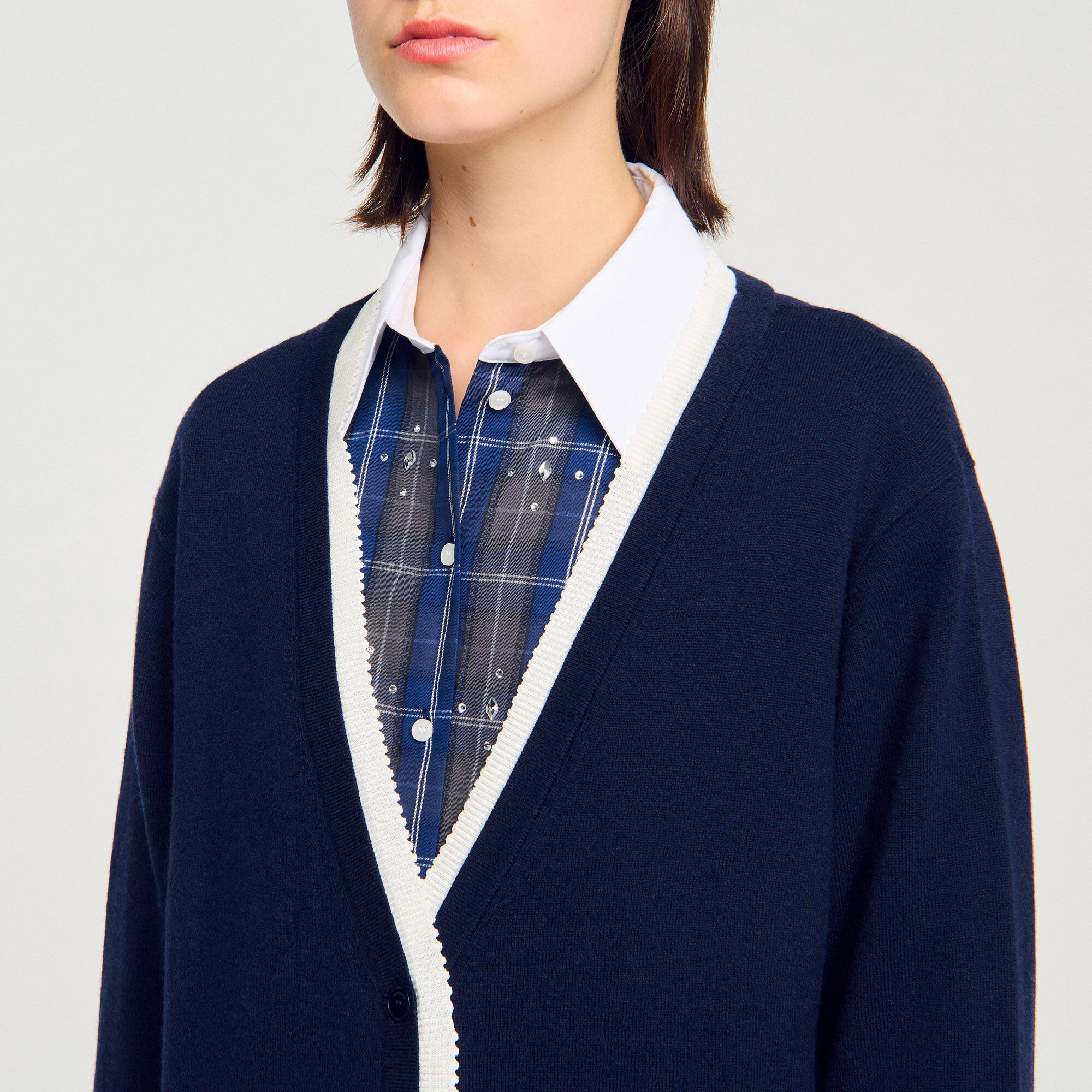 Long two-tone cardigan