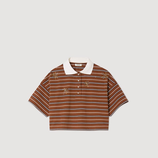 Striped rhinestone T-shirt