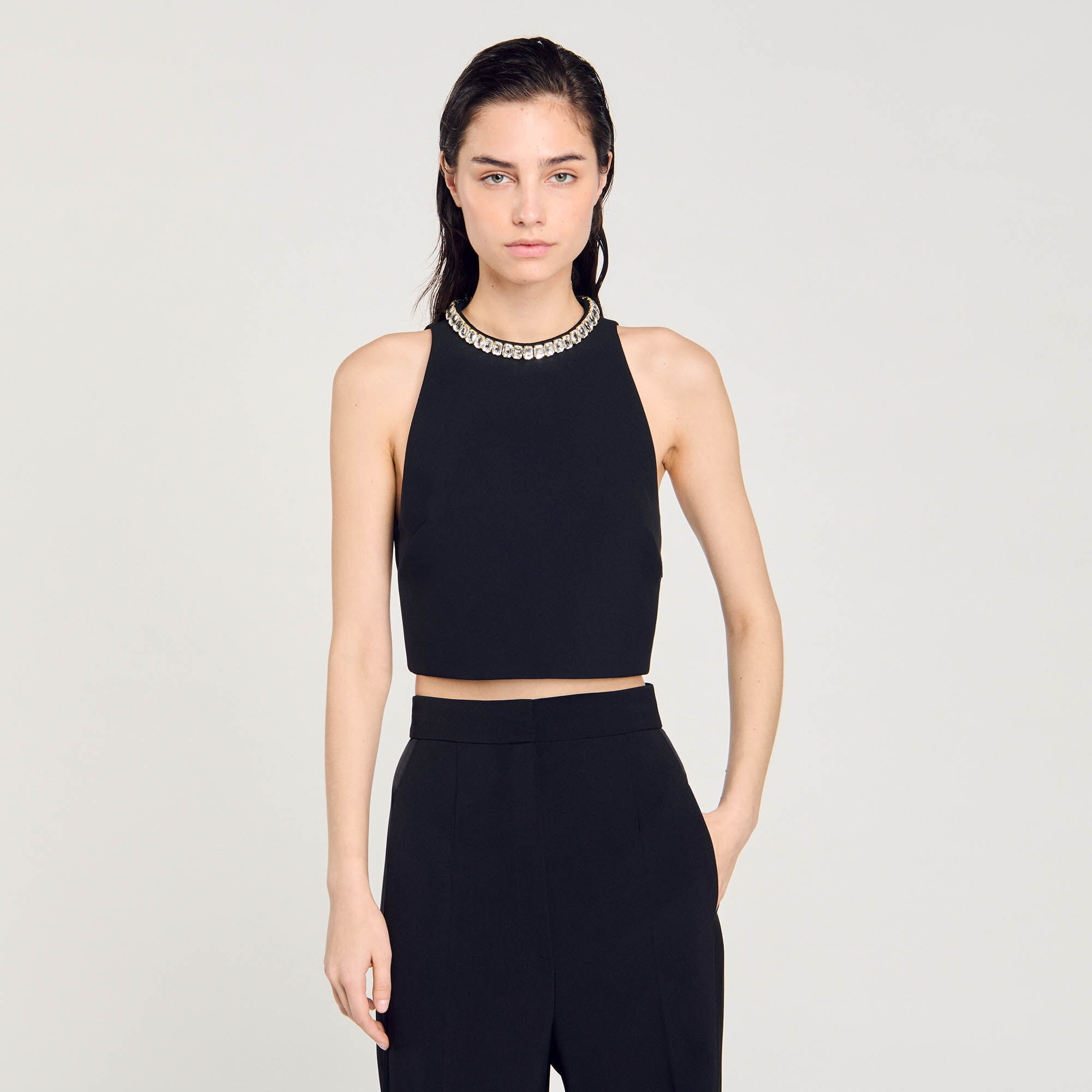Rhinestone crop tank