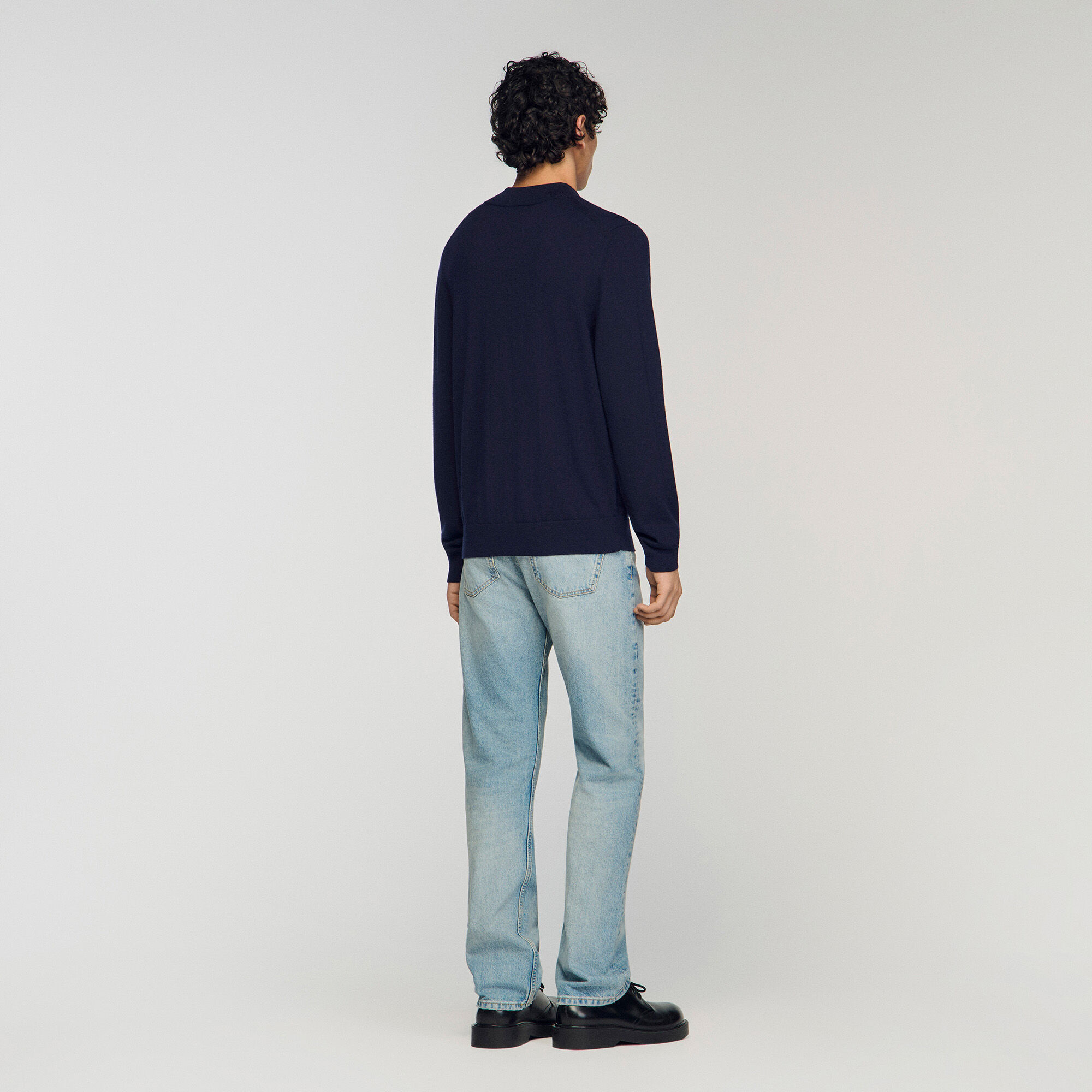 Wool jumper with a high collar