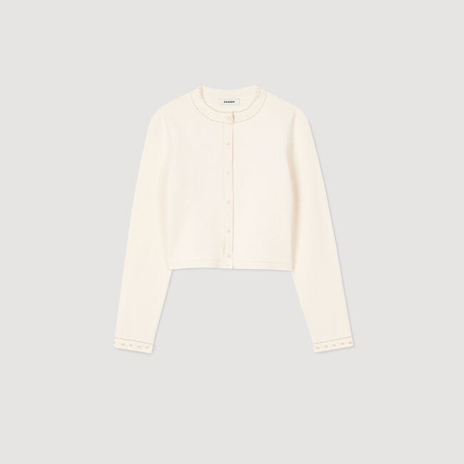 Cropped cardigan with peal buttons