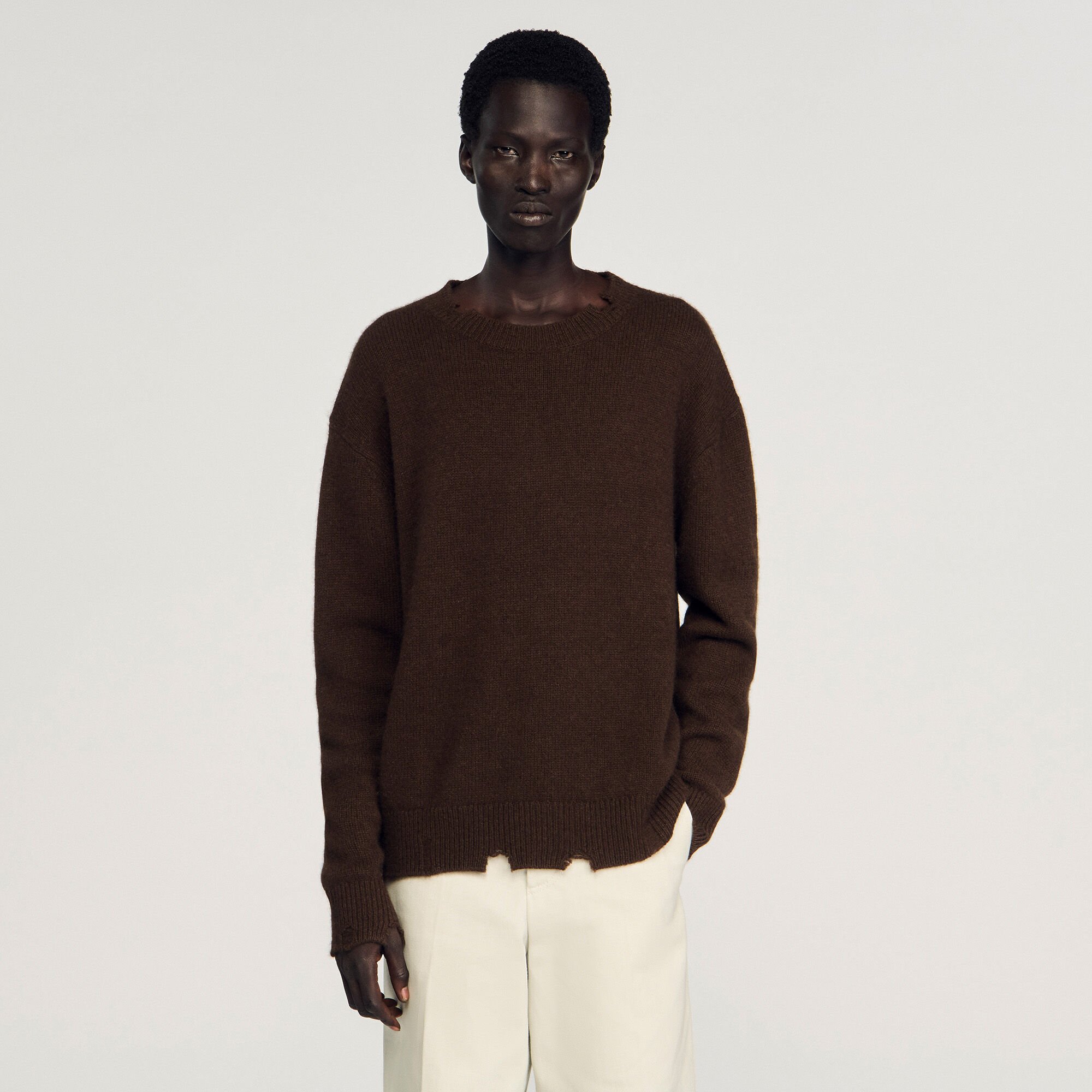 Destroyed effect wool jumper