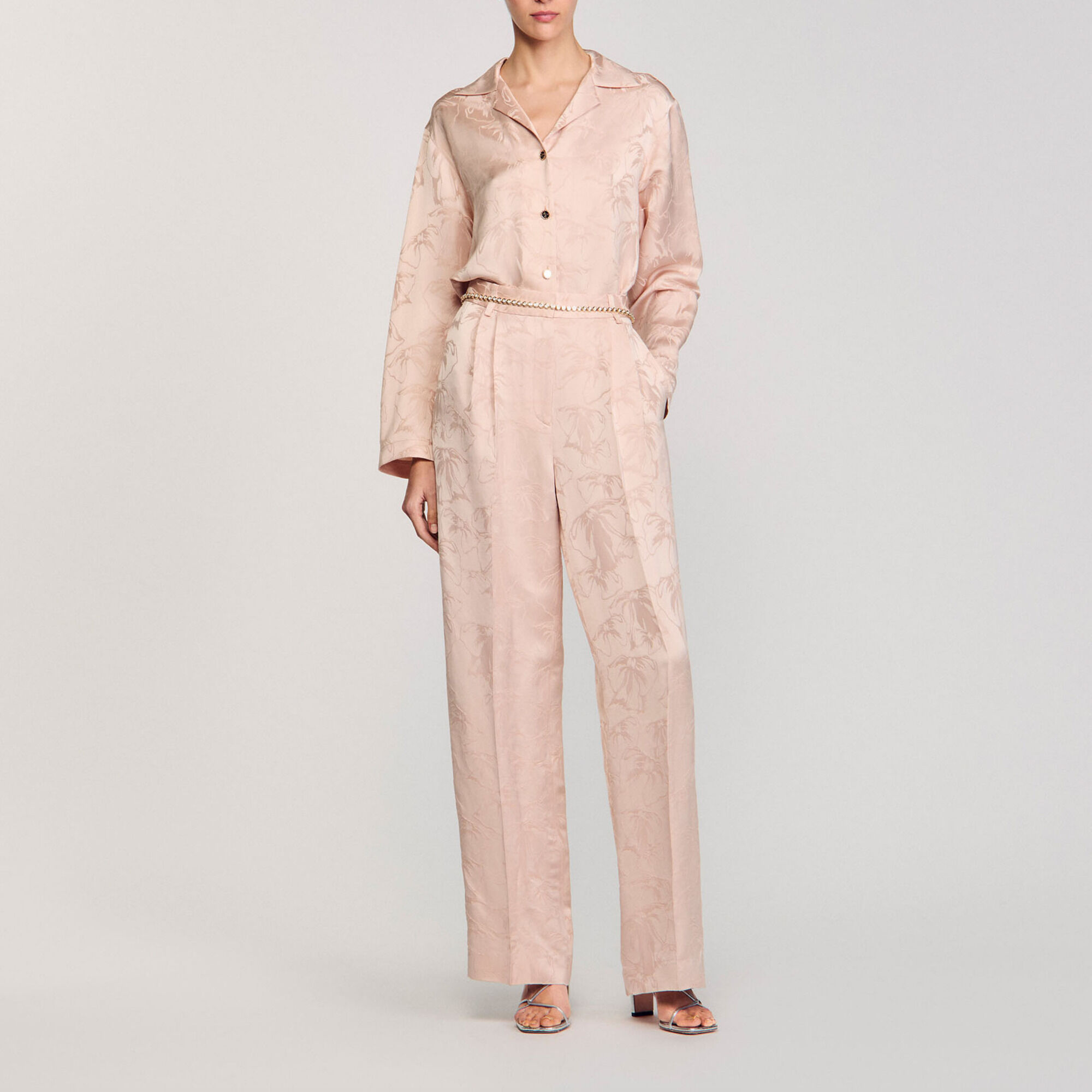 Fluid jacquard knot trousers