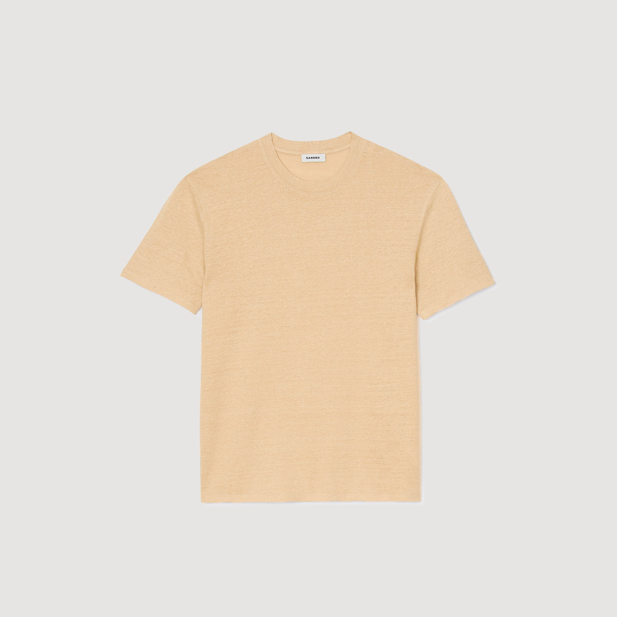 SANDRO ビーズ装飾 コットンTシャツ Beaded cropped T-shirt white / beige For Women | Sandro Paris