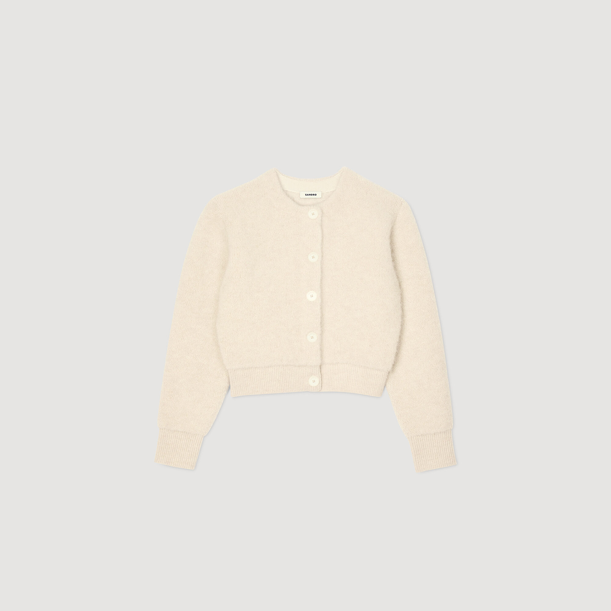 Long double-breasted coat white / beige For Women | Sandro Paris