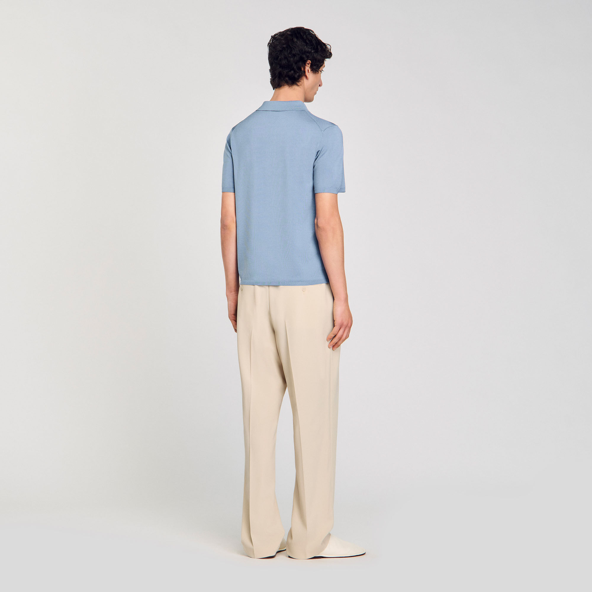 Short-sleeve knitted polo shirt