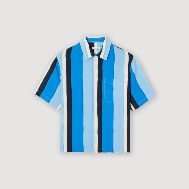 Flowing striped short-sleeved shirt
