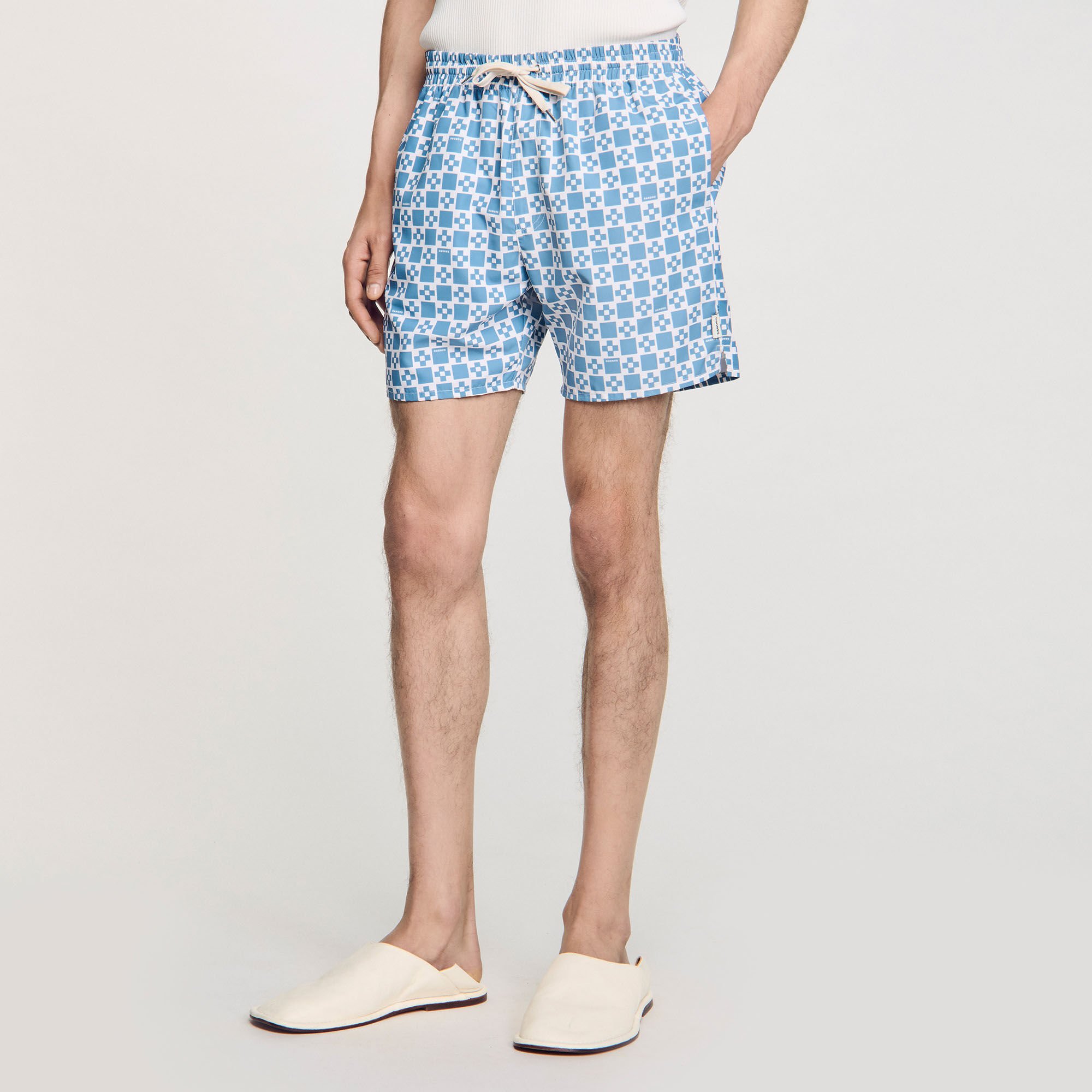 Square Cross swim shorts blue for Men | Sandro Paris