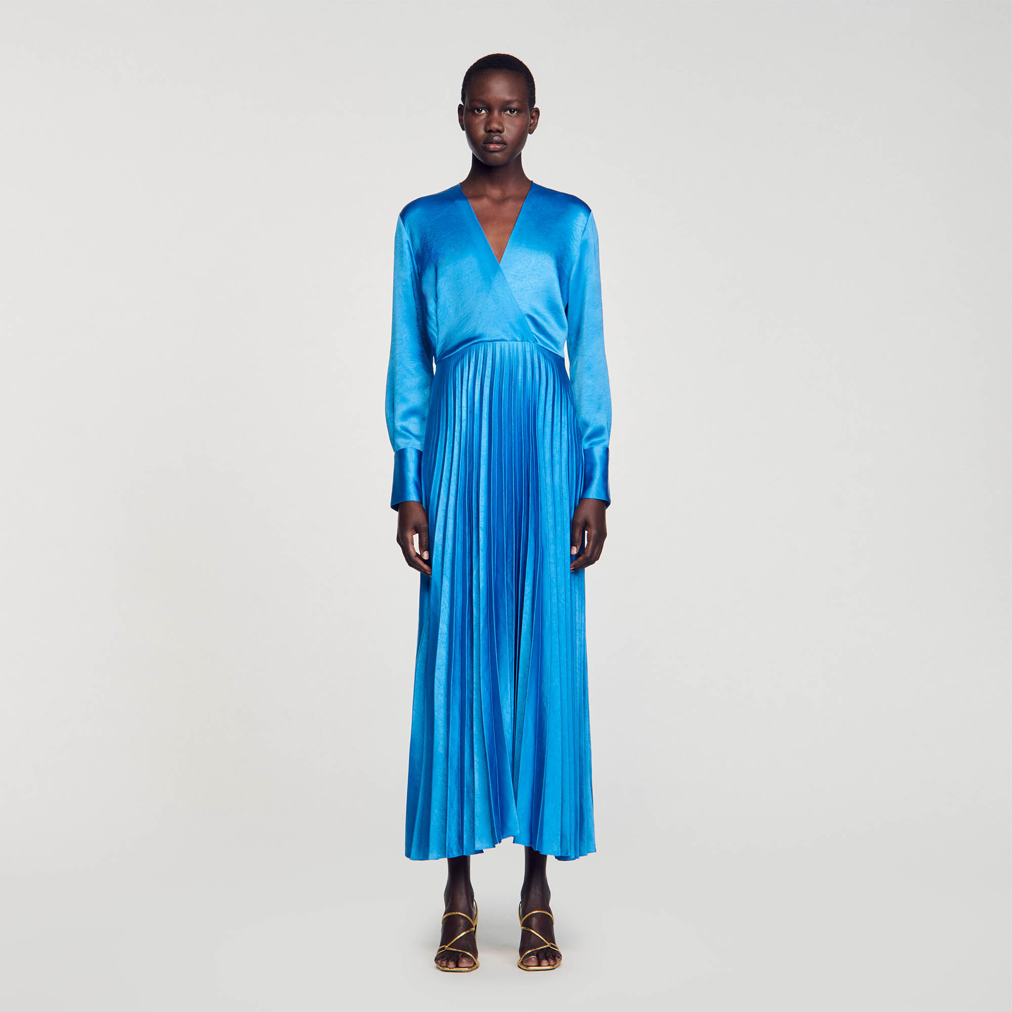 Blue satin dress midi new arrivals