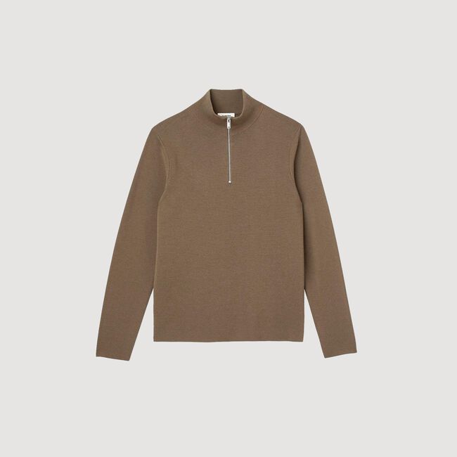 Wool jumper with zip collar