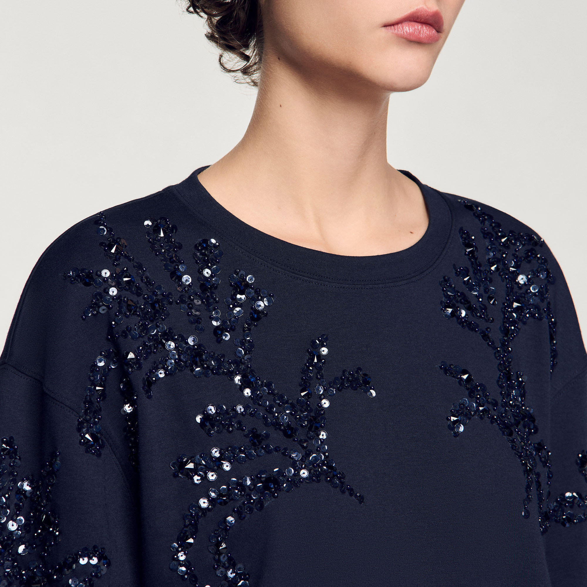 Rhinestone-embellished T-shirt white / beige For Women