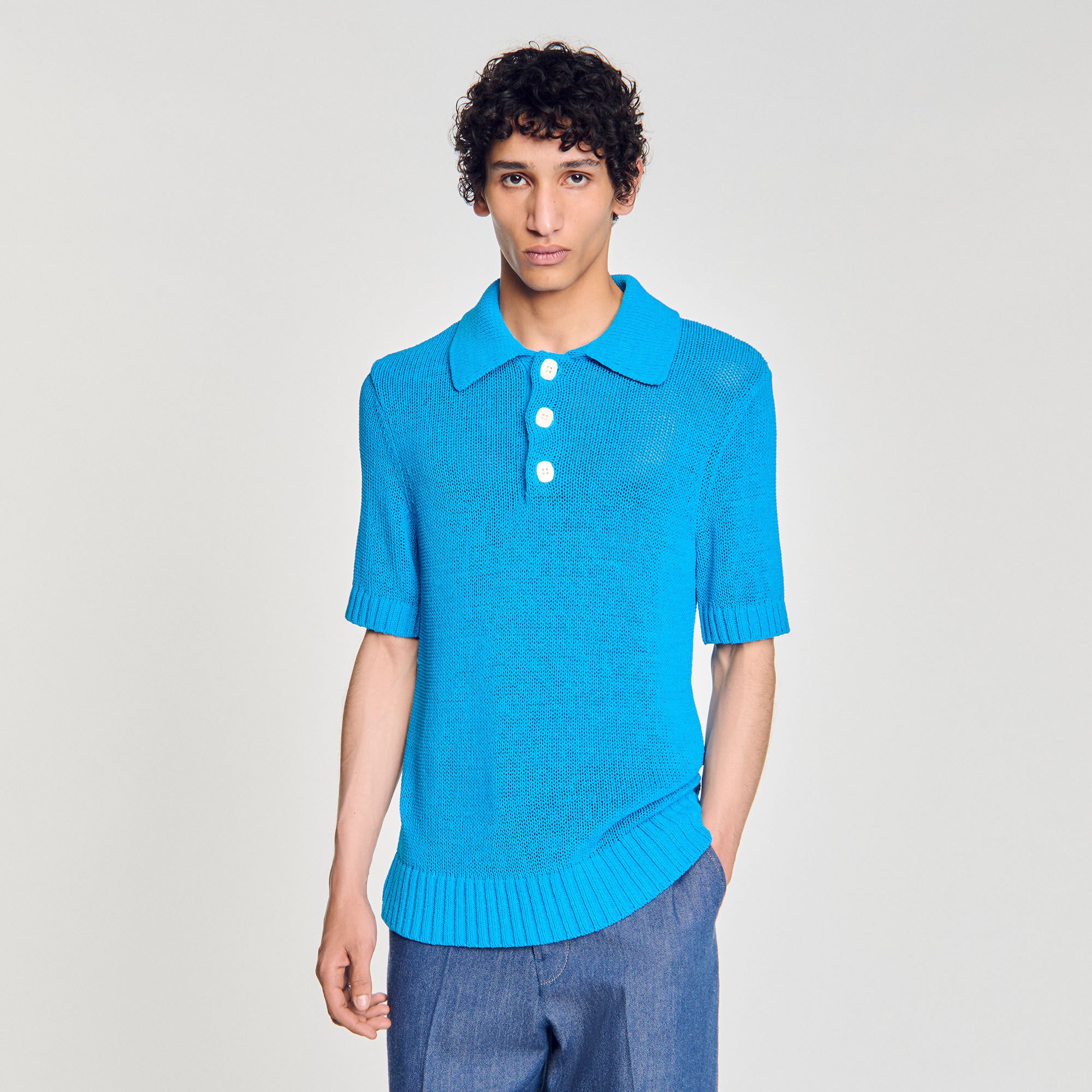 Knit polo shirt