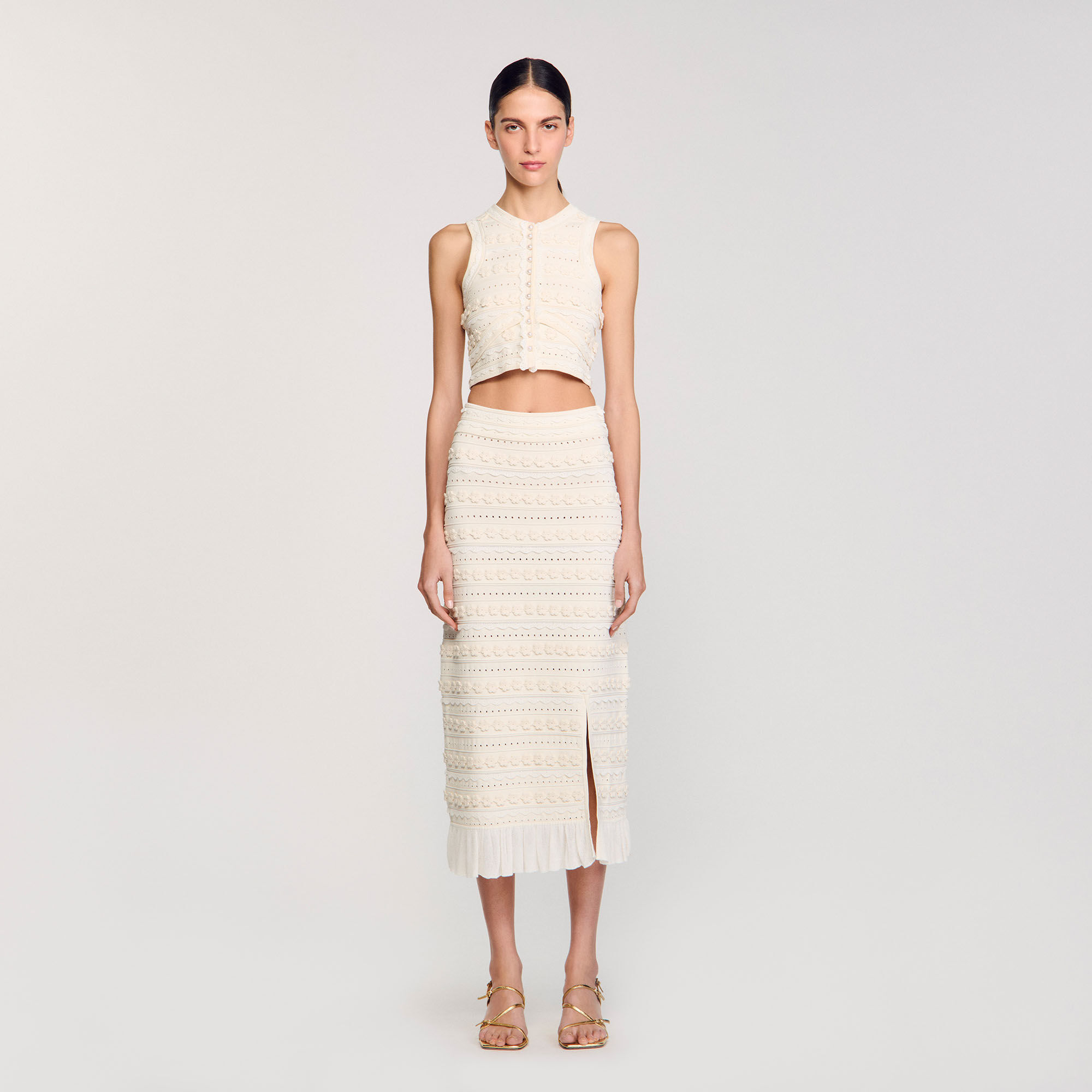Long skirt with crochet detailing