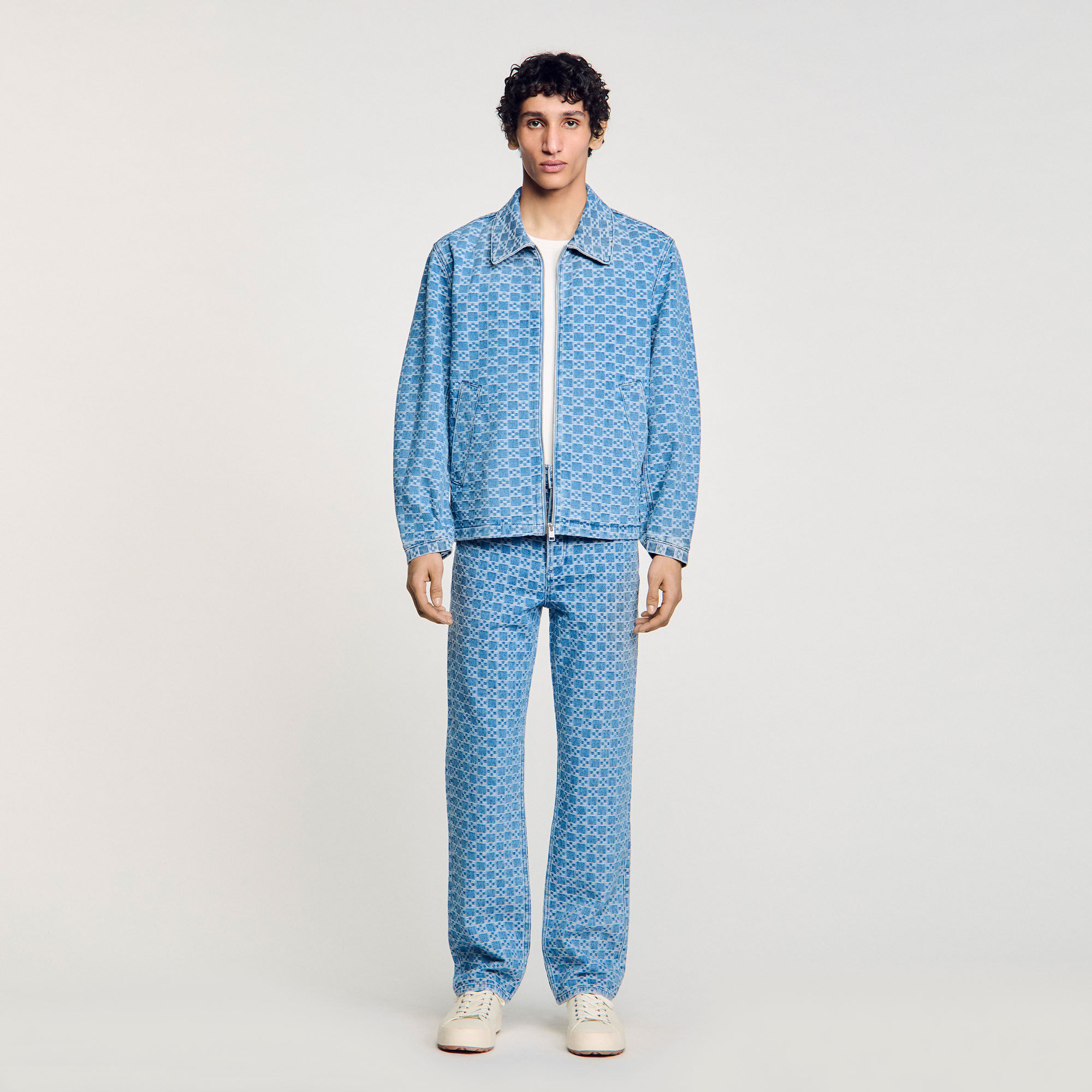 Square cross denim jacket
