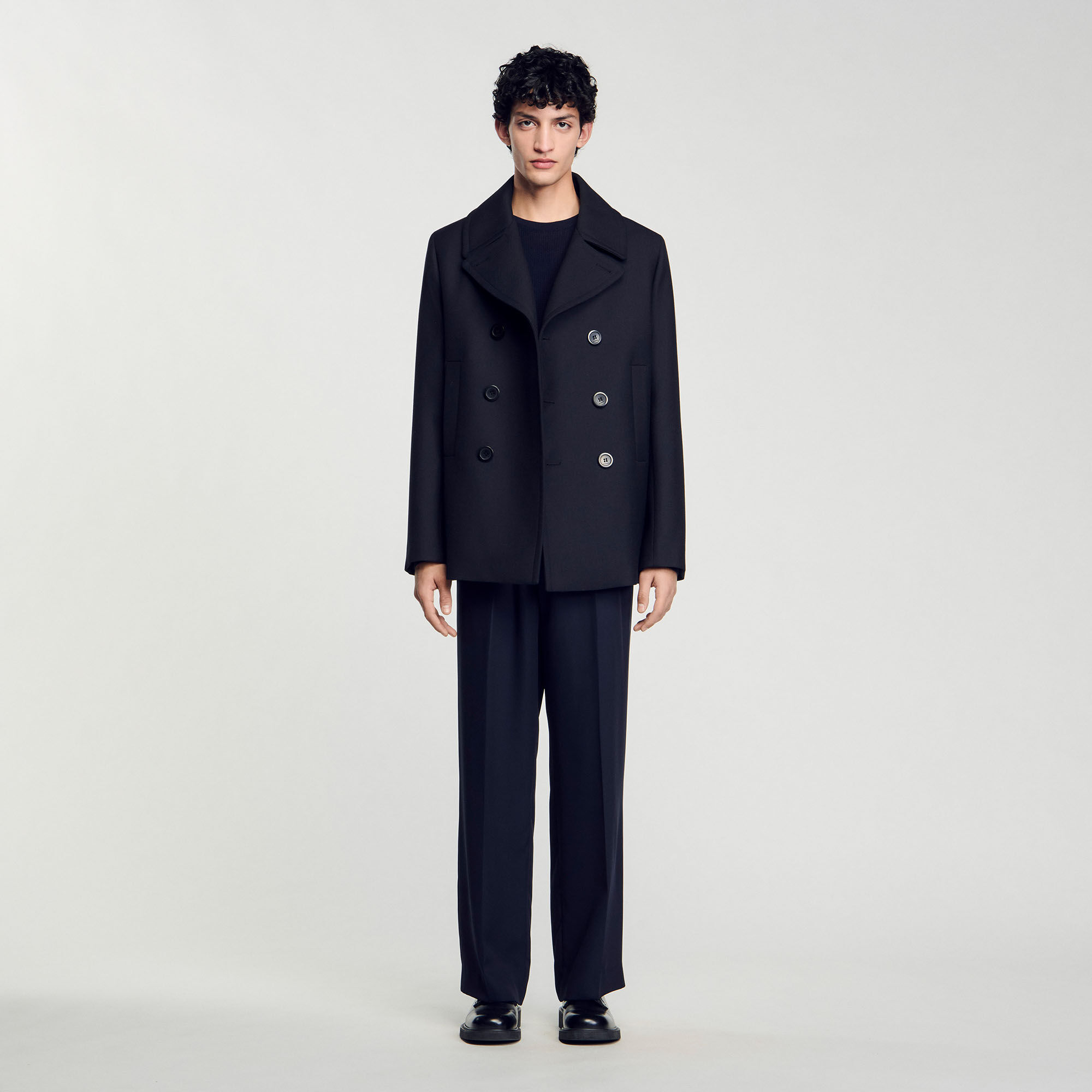 Light peacoat in tech wool