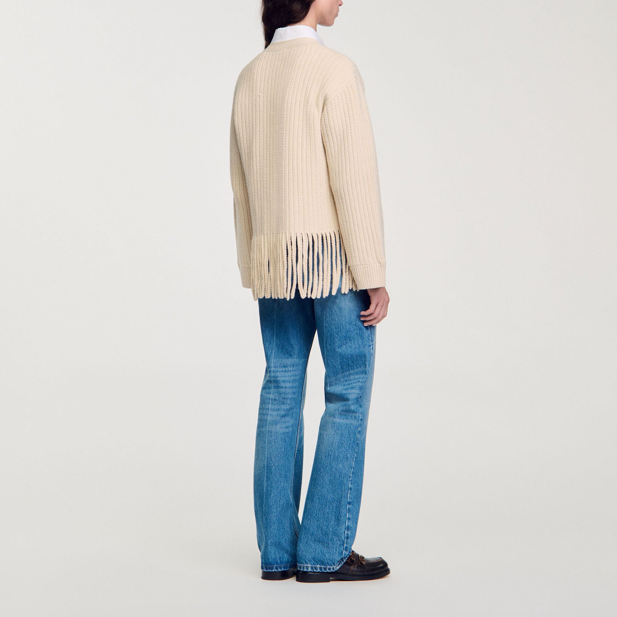 Fringed knit cardigan