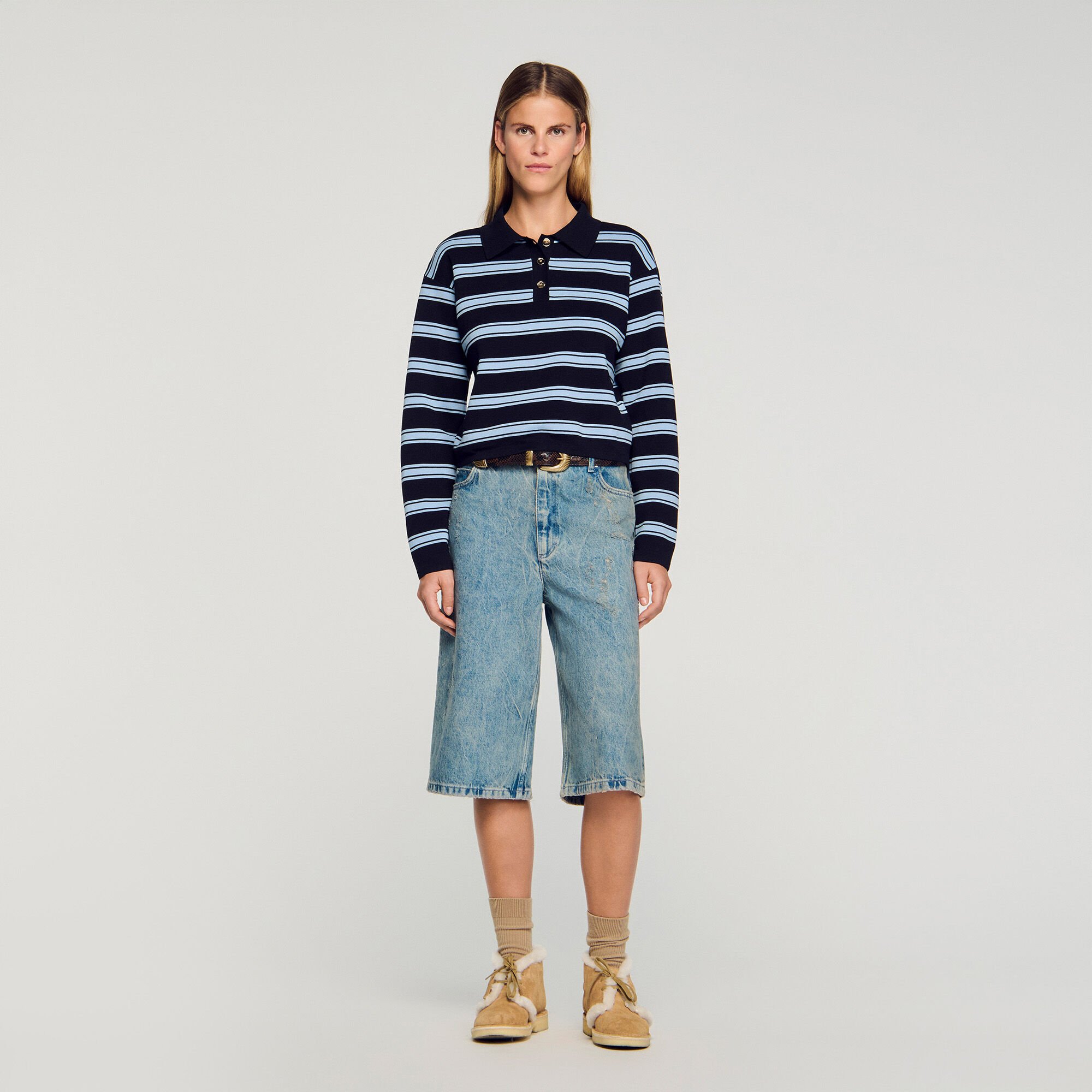 Striped polo jumper