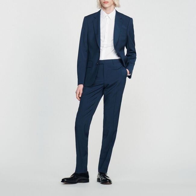 Stretch wool suit trousers
