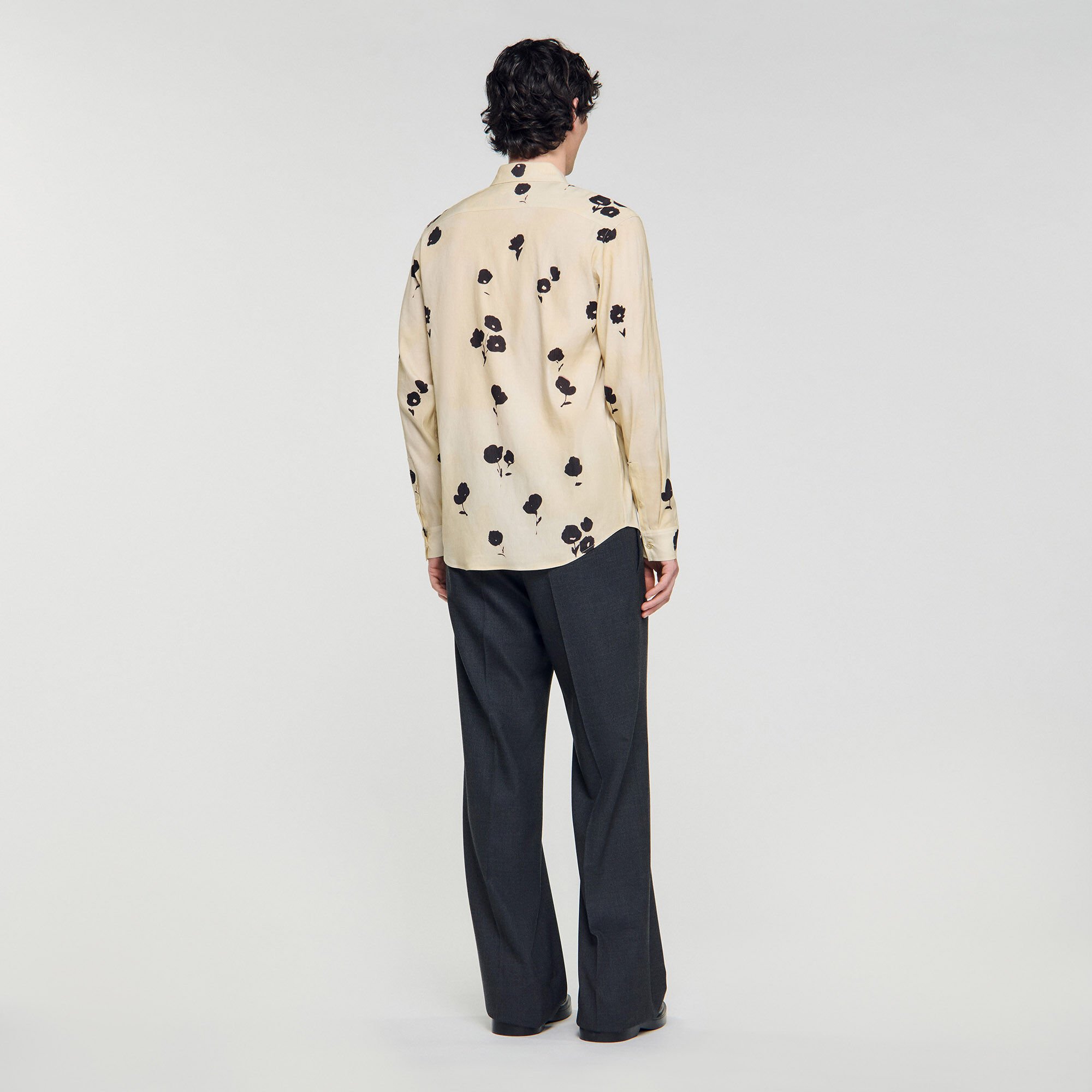 Floral print linen shirt