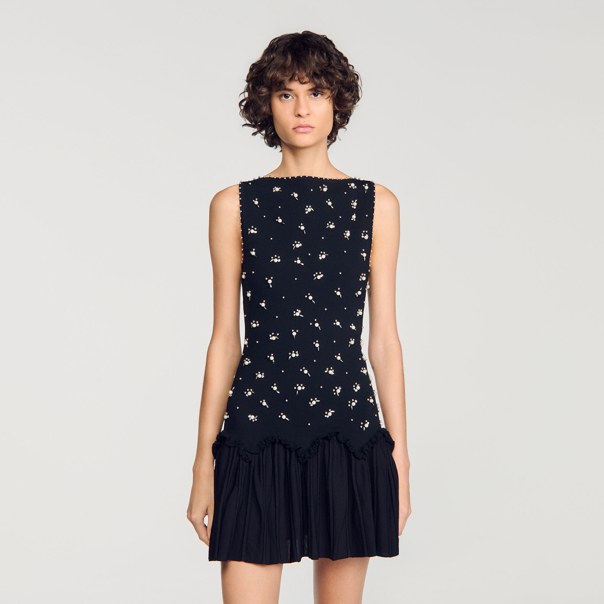 Short velvet dress with beads - Women | Sandro