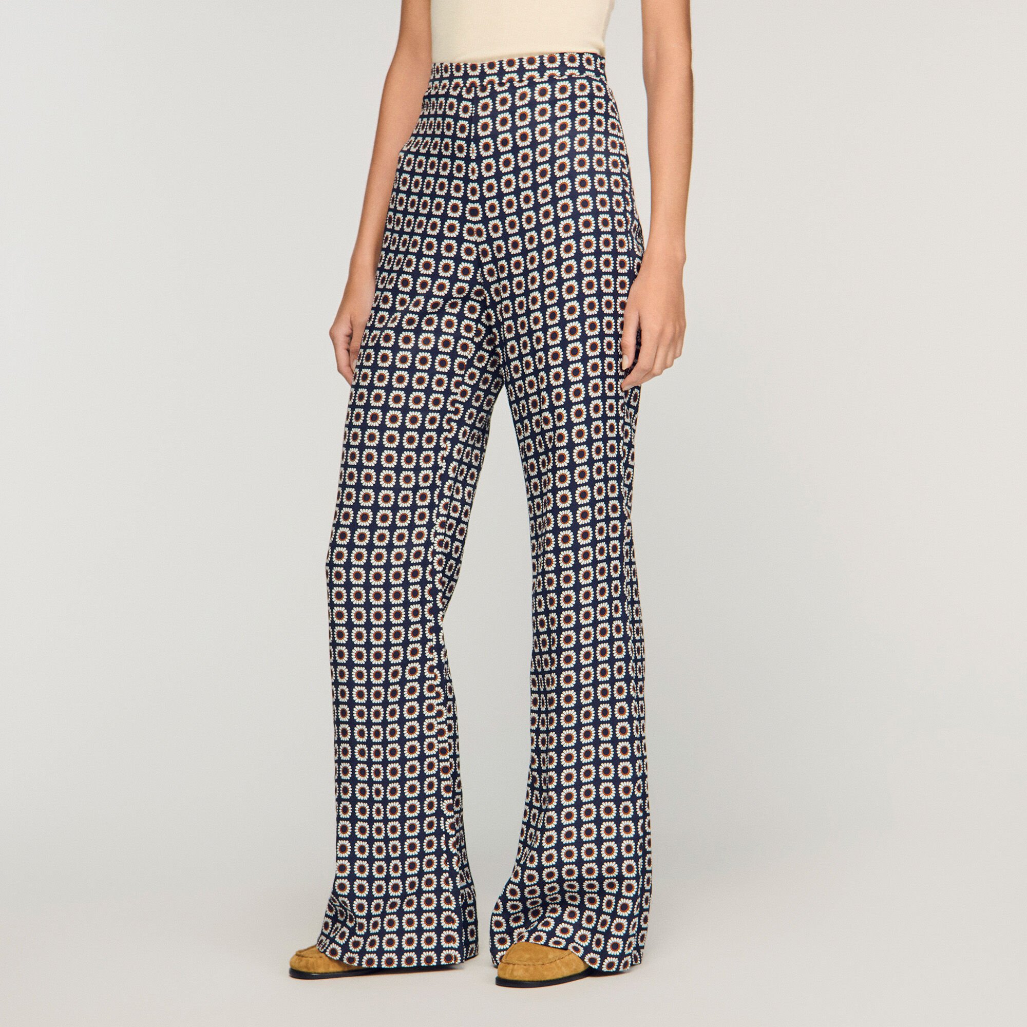 Floral-print floaty trousers