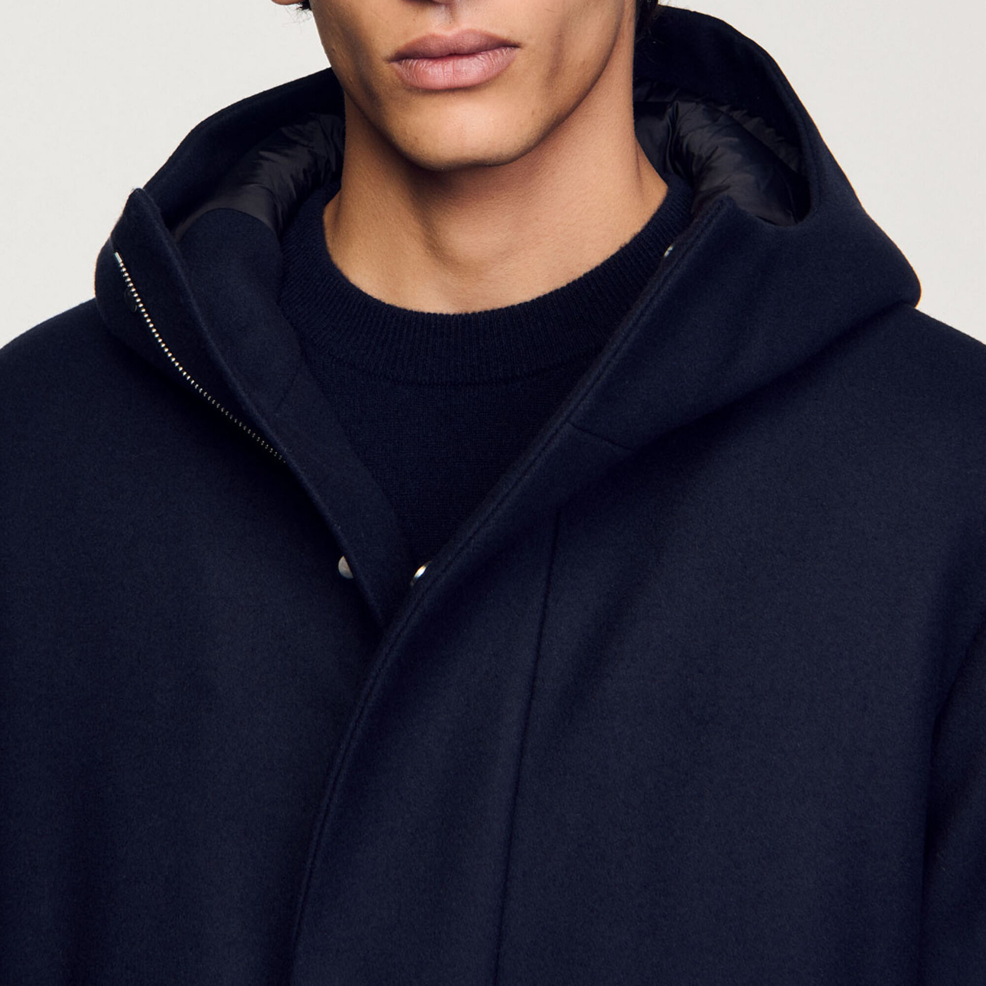 Hooded wool parka