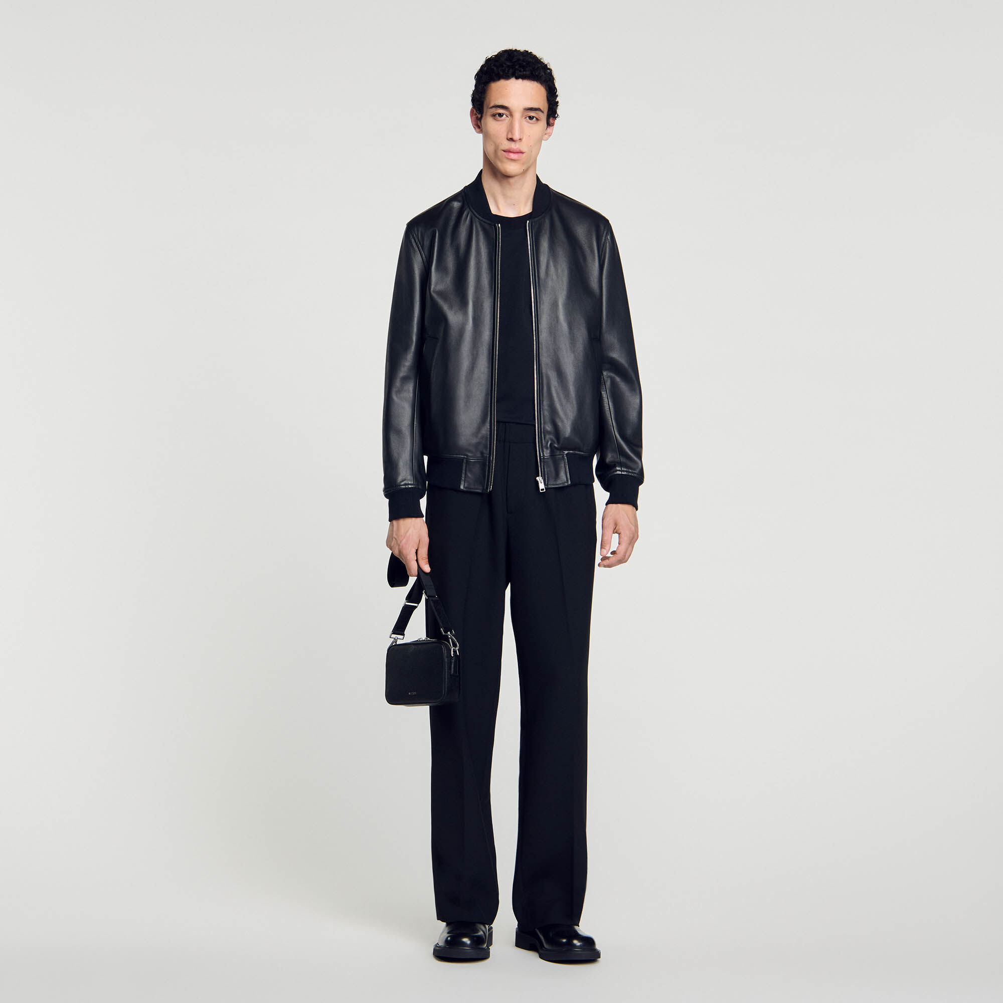 Grained leather jacket