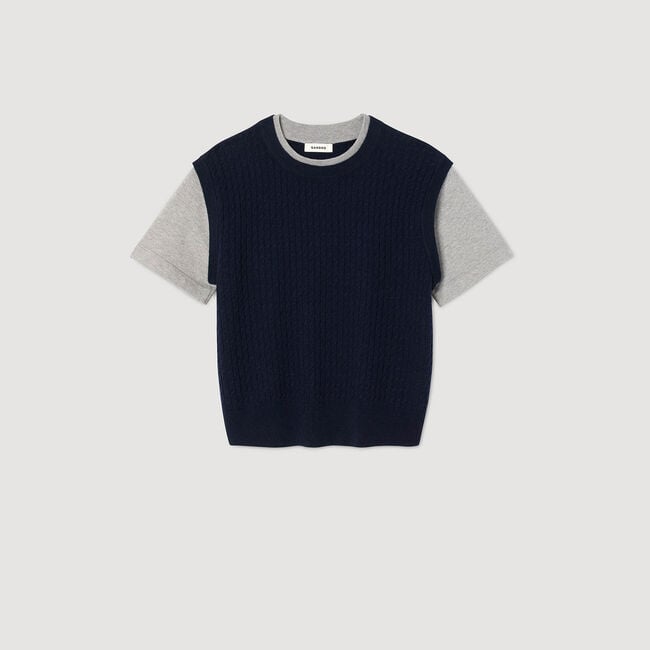 Dual-material knit jumper