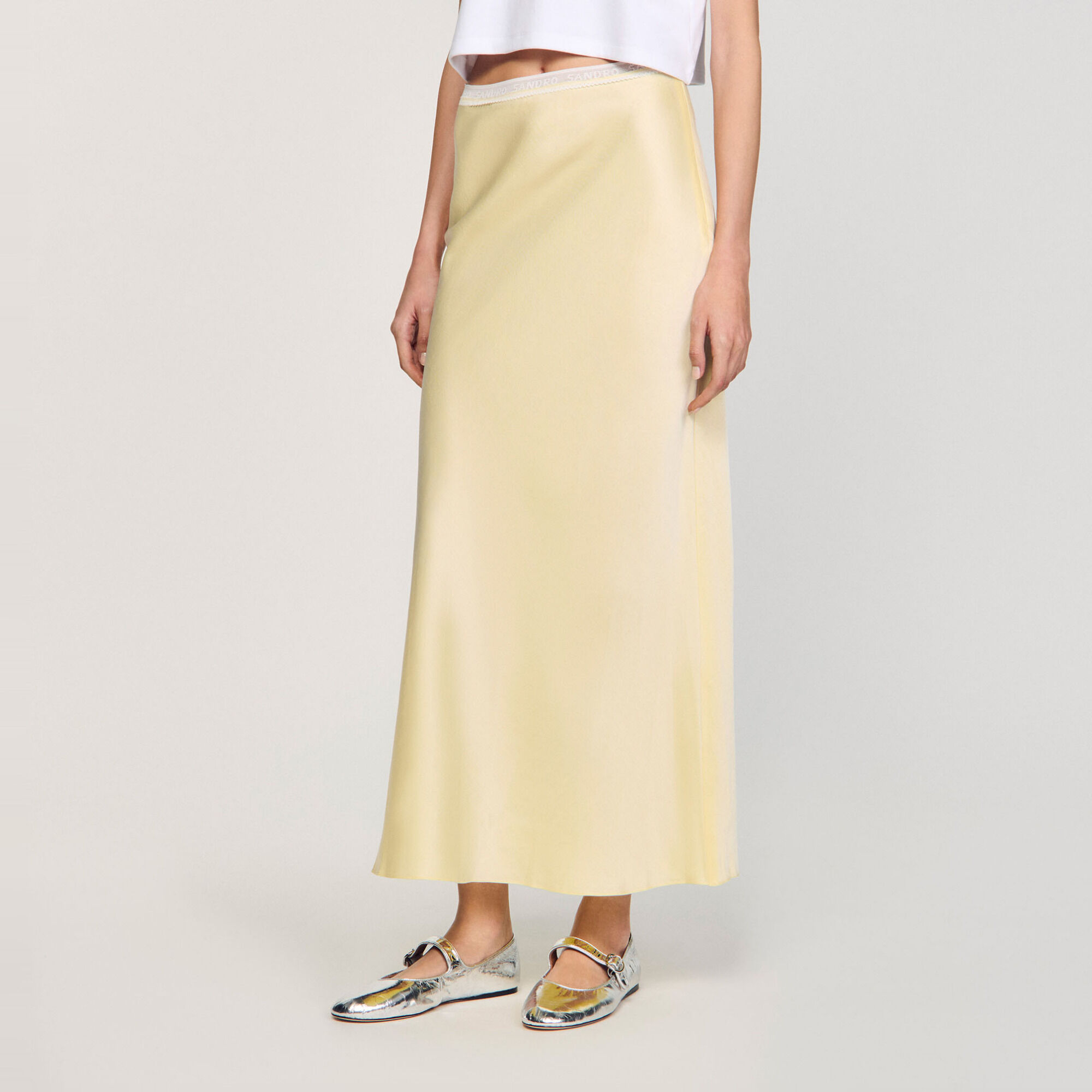 Long satin-effect skirt