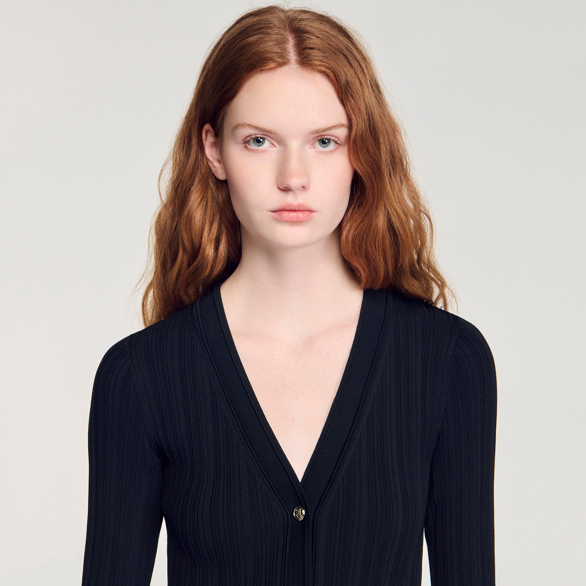 Knit maxi dress with ruffle