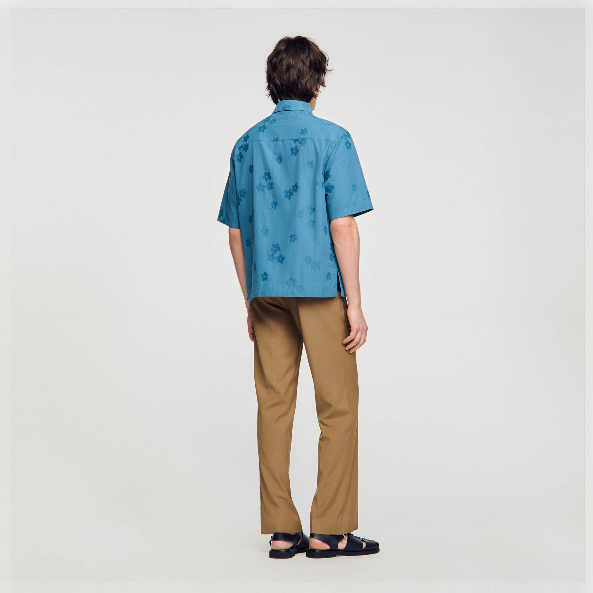 Oversized floral jacquard shirt
